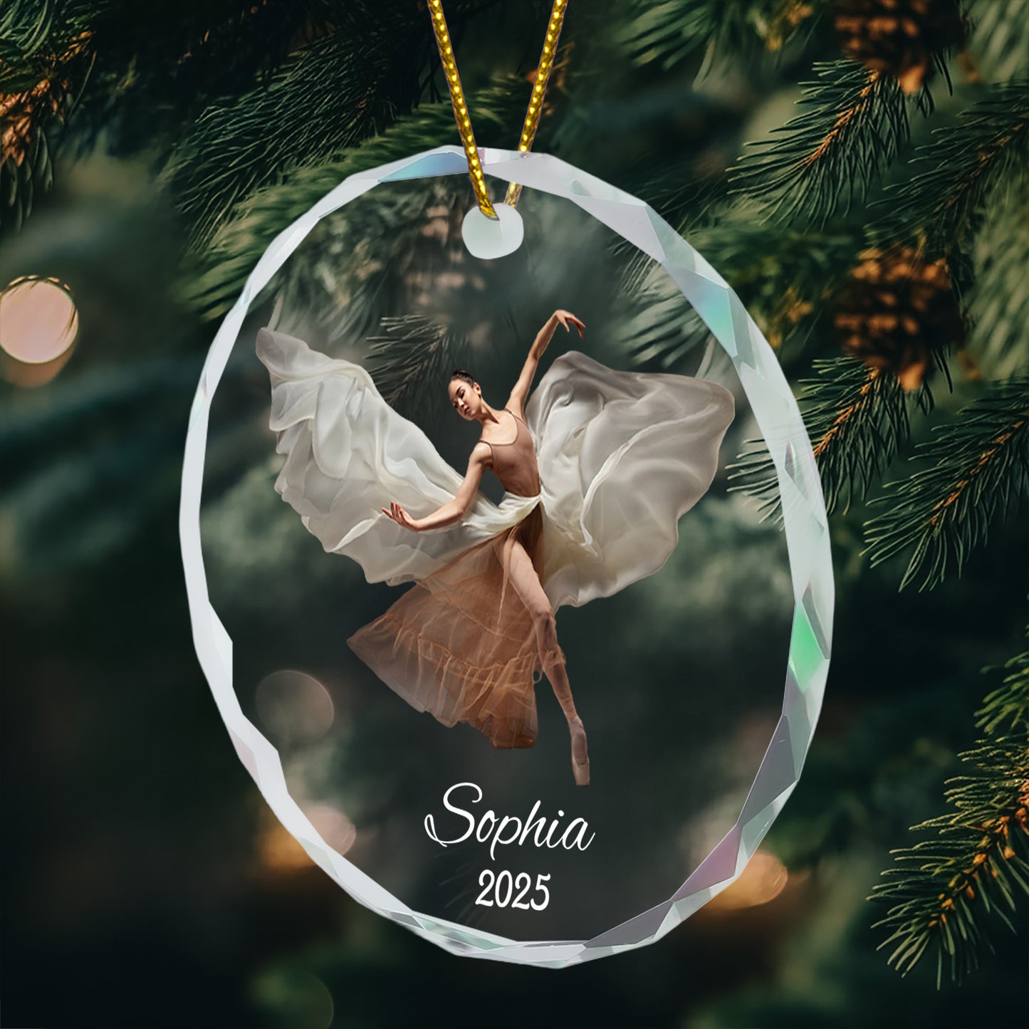 Lovely Little Ballerina Dancing Ballet - Personalized Glass Photo Ornament