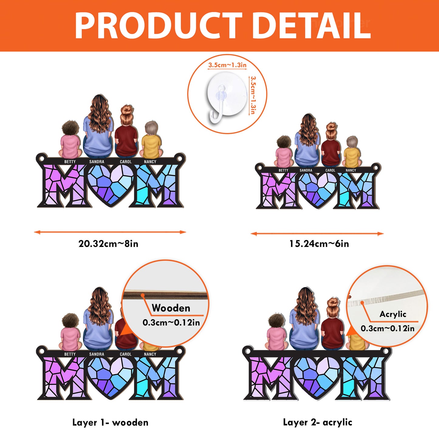 Mother & Children Bond - Personalized Window Hanging Suncatcher - Christmas Gift For Mom