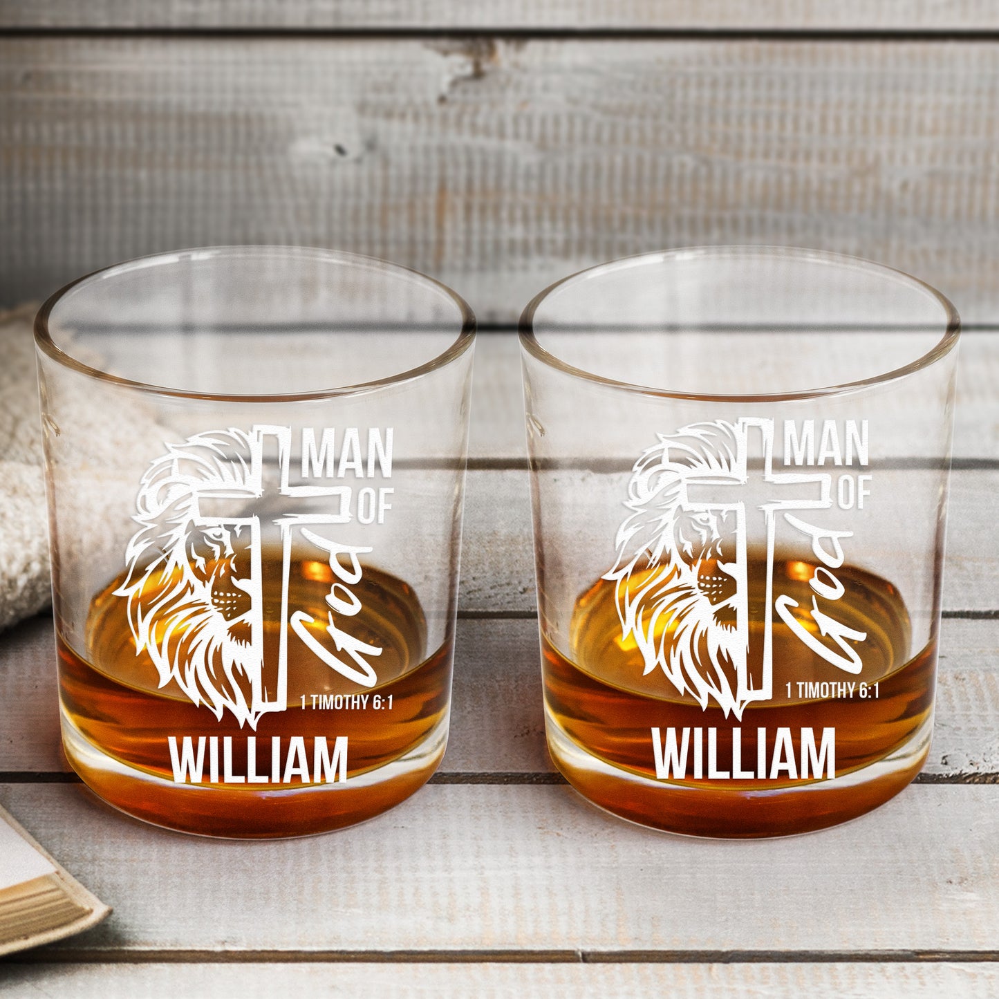 Man Of God - Personalized Whiskey Glass