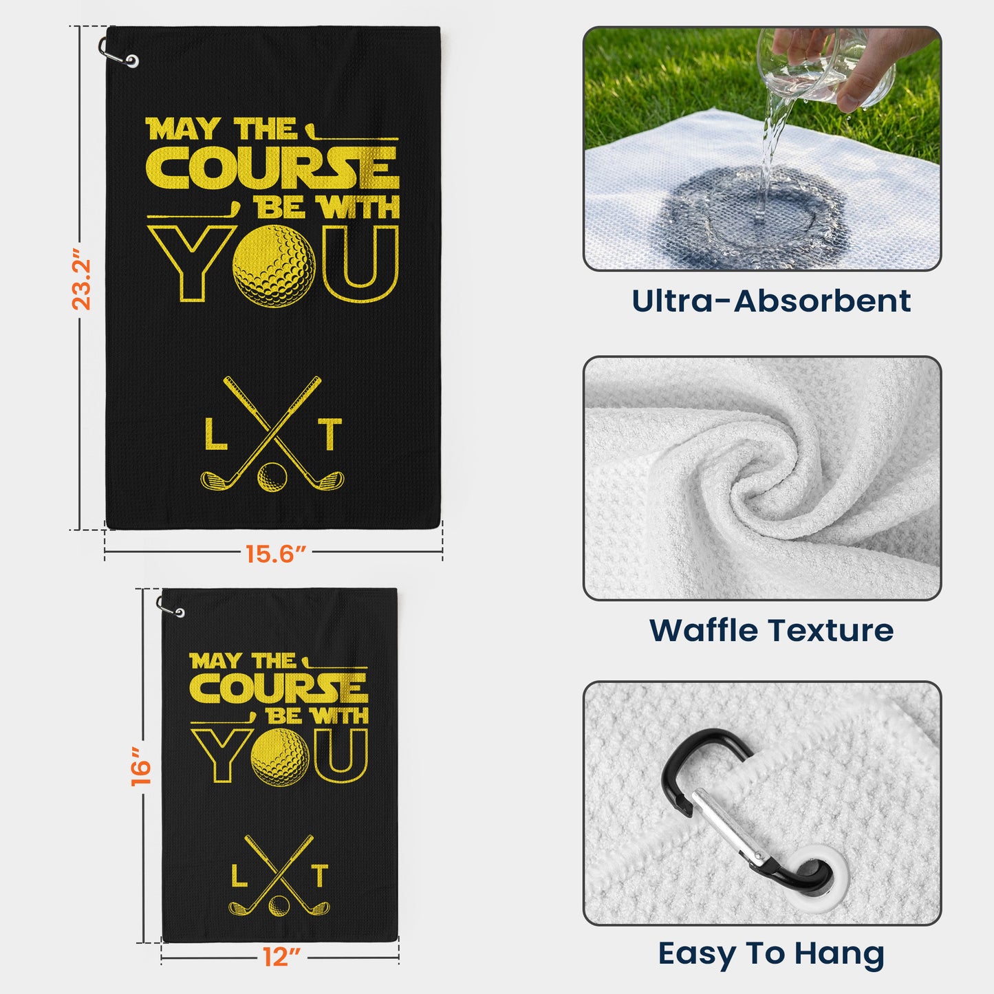 May The Course Be With You Custom Name For Men, Golfers, Husband, Buddies - Personalized Golf Towel