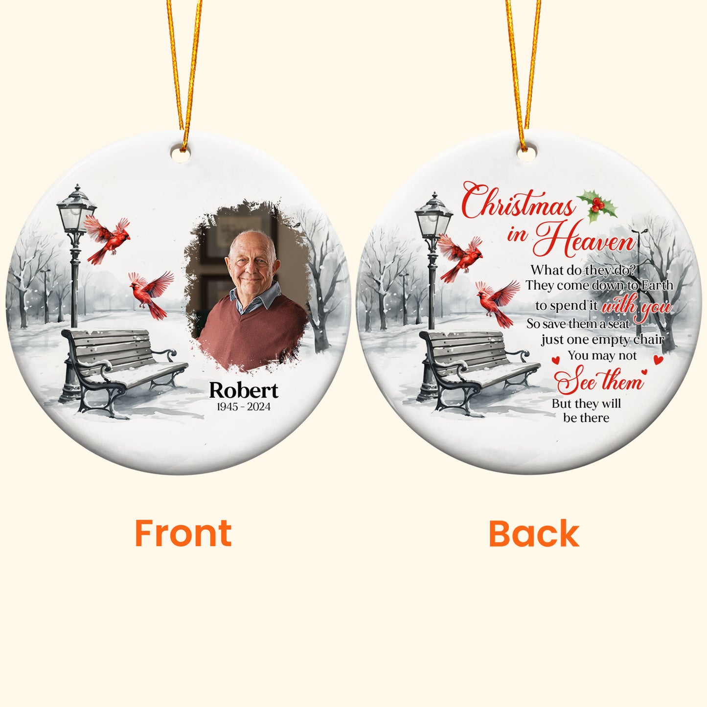Memorial Christmas In Heaven - Personalized Ceramic Photo Ornament