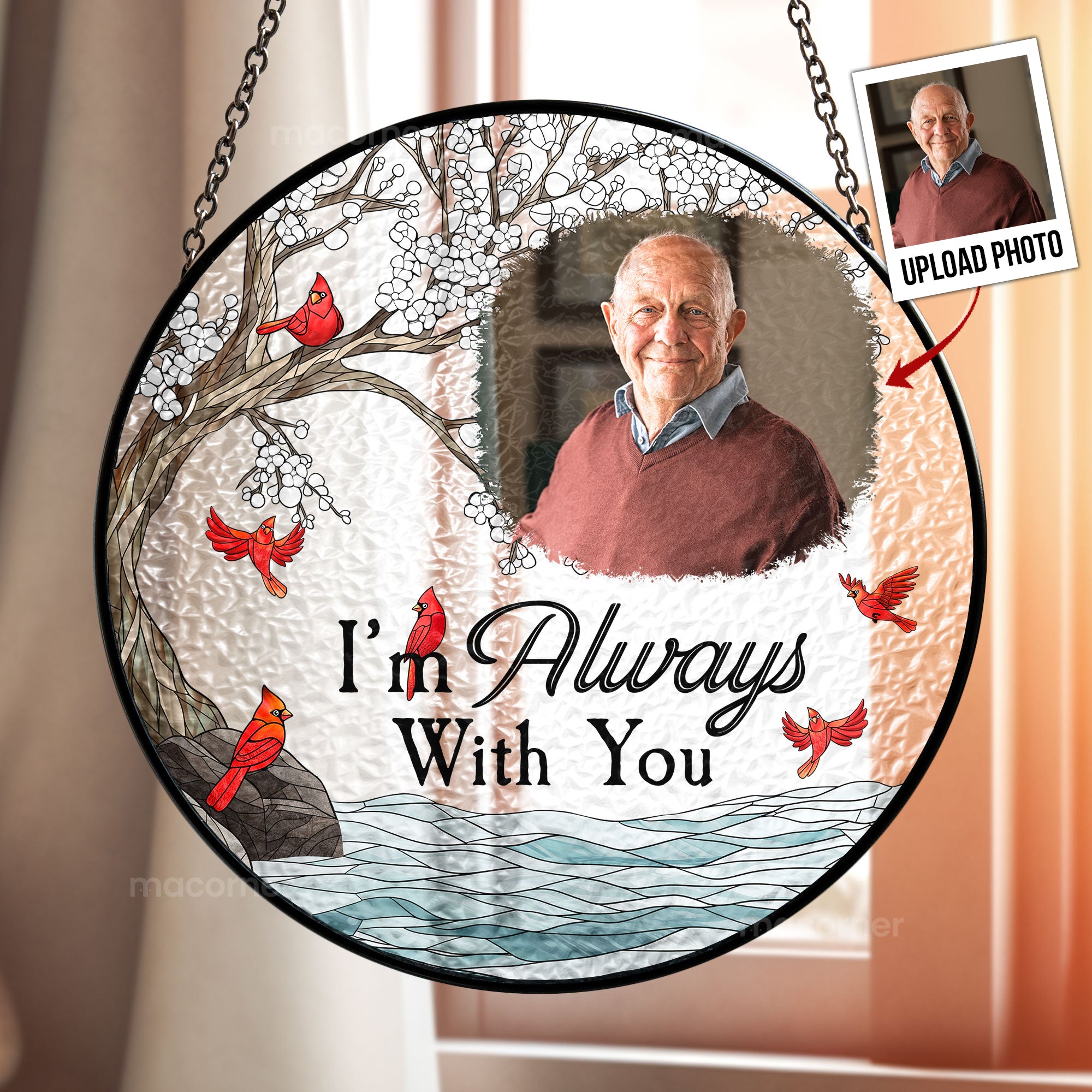 thumbnail image 2 of Personalized Memorial Suncatcher Ornament – Custom Photo Window Hanging, Sympathy Gift 2 of 9