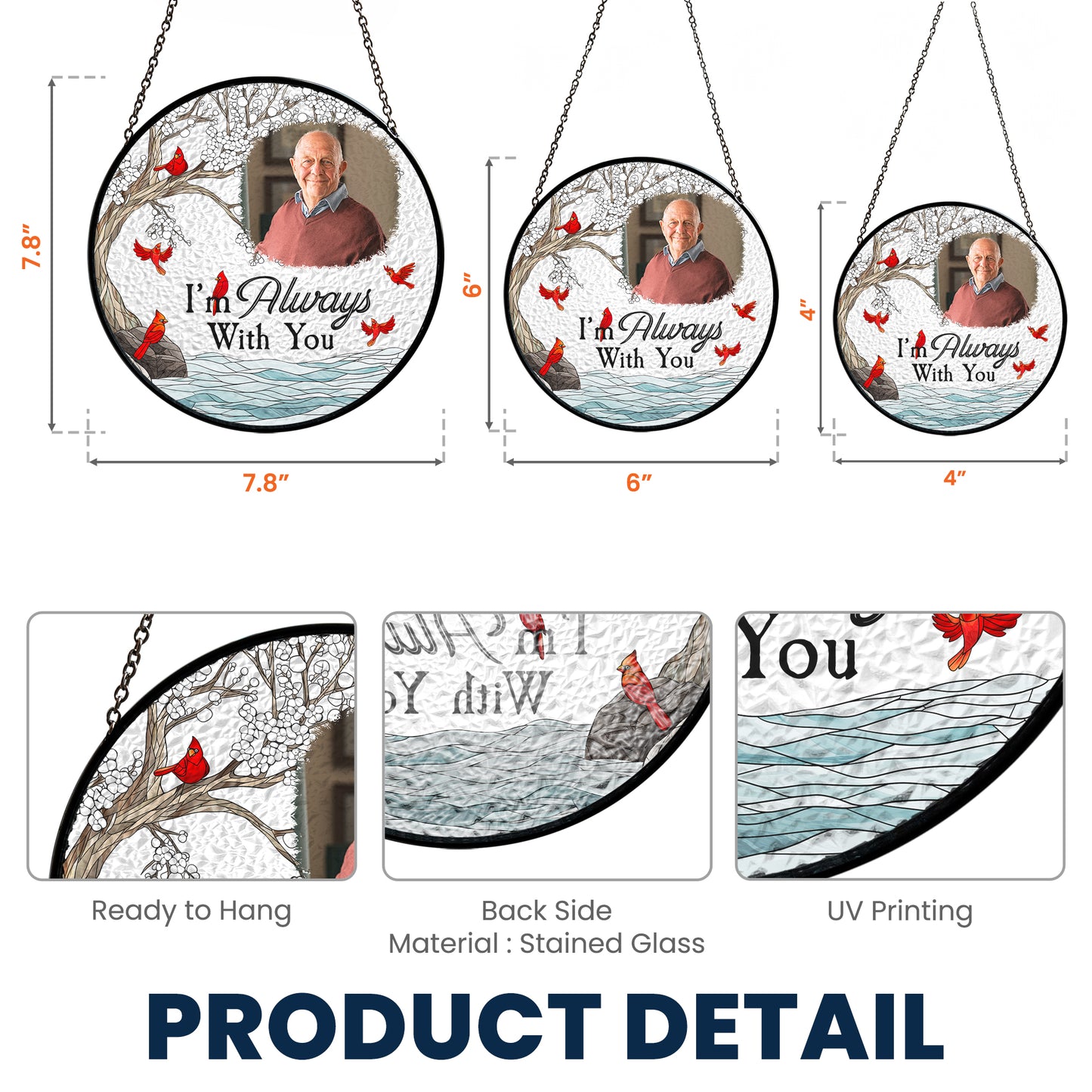 Memorial Gift I'm Always With You - Personalized Photo Stained Glass Window Hanging Suncatcher