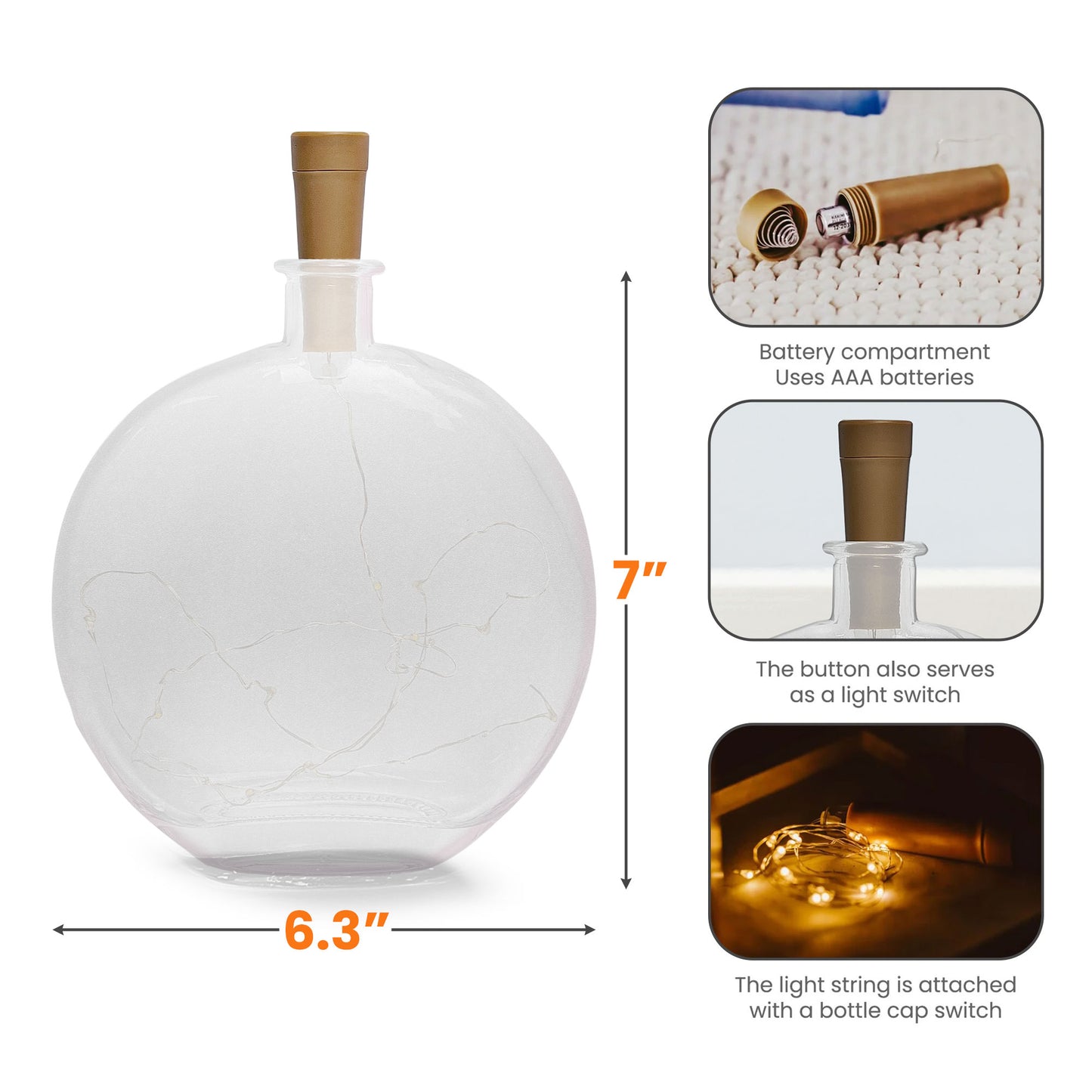 Memorial Light I'm Always With You - Personalized Photo Round Flat Bottle Light