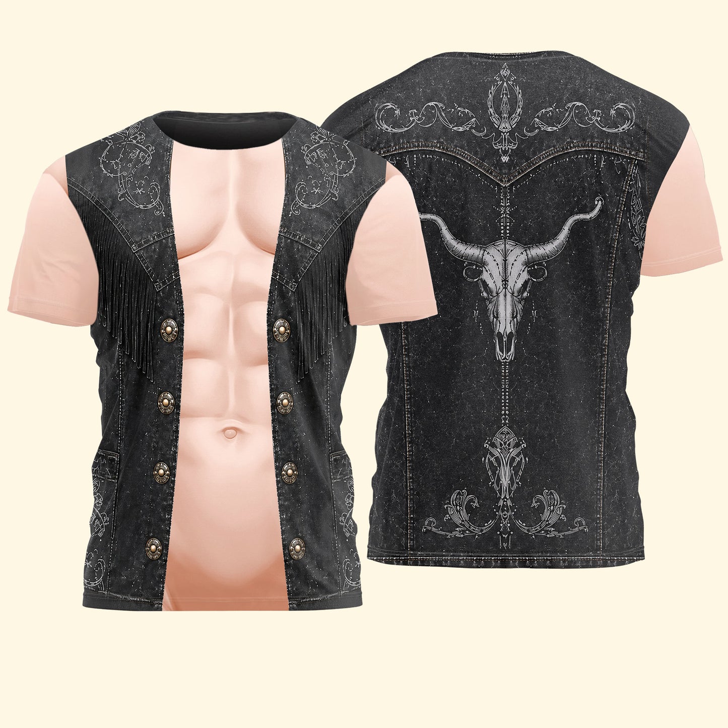 Men’s Funny 3D Cowboy, Bachelor Party Costume, Adult Humor Halloween Cosplay - Personalized Shirt