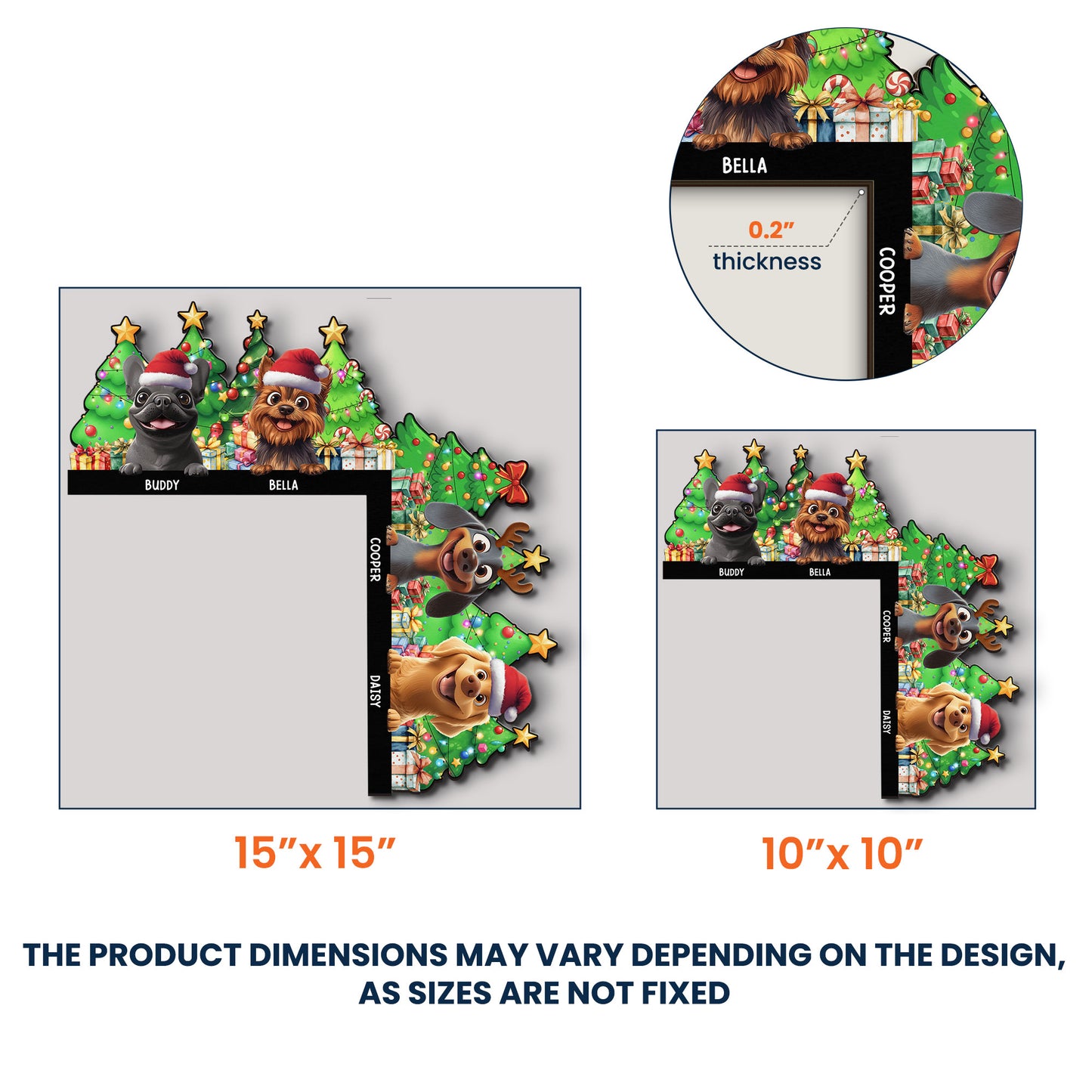 Merry Woofmas - Peeking Dog - Personalized Door Corner Wood Sign