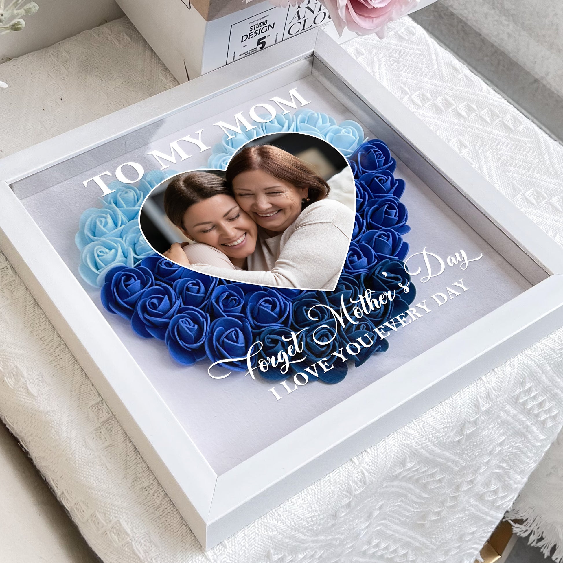 Mom Gift I Love You Every Day - Personalized Flower Shadow Box