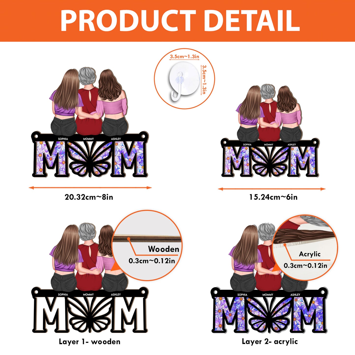 Mom & Her Children - Personalized Window Hanging Suncatcher Ornament