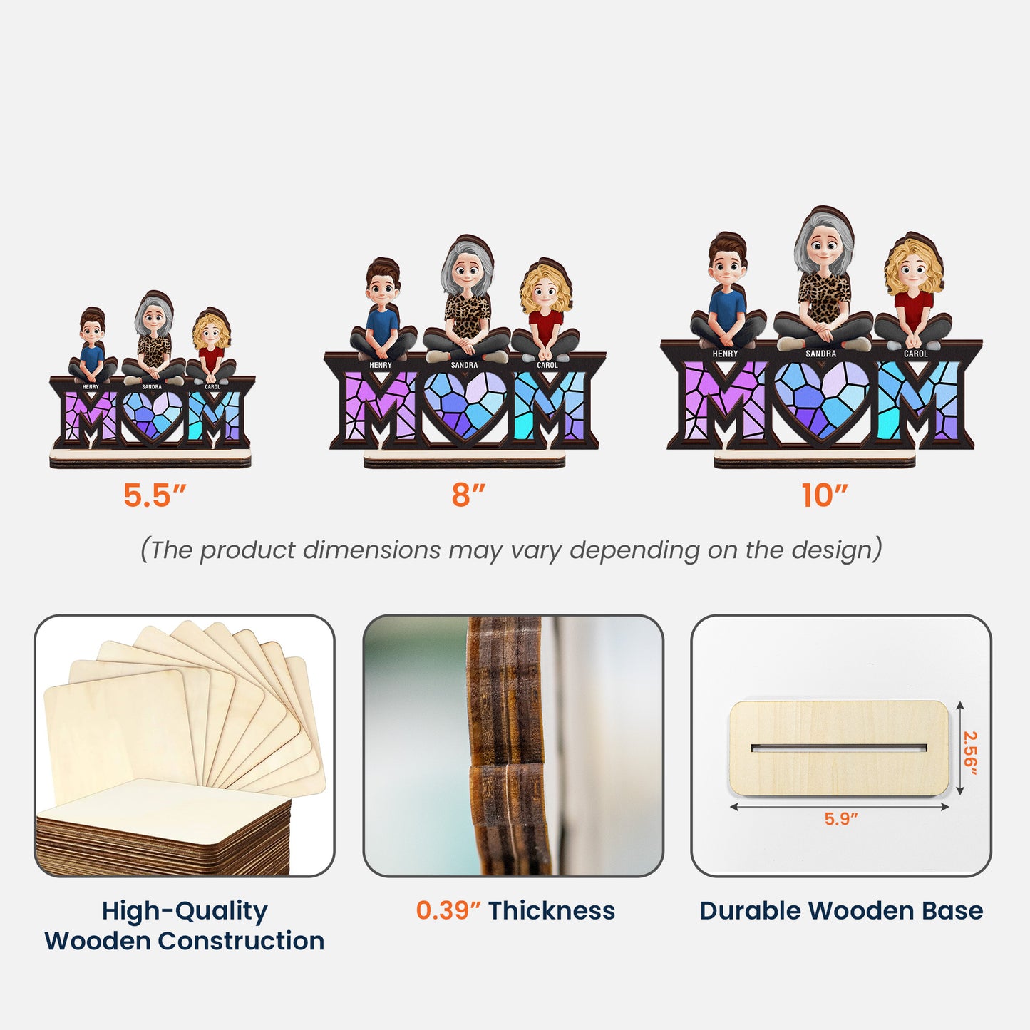 Mother & Children Mother's Day Gift For Wife, Mum, Mom - Personalized Wooden Plaque