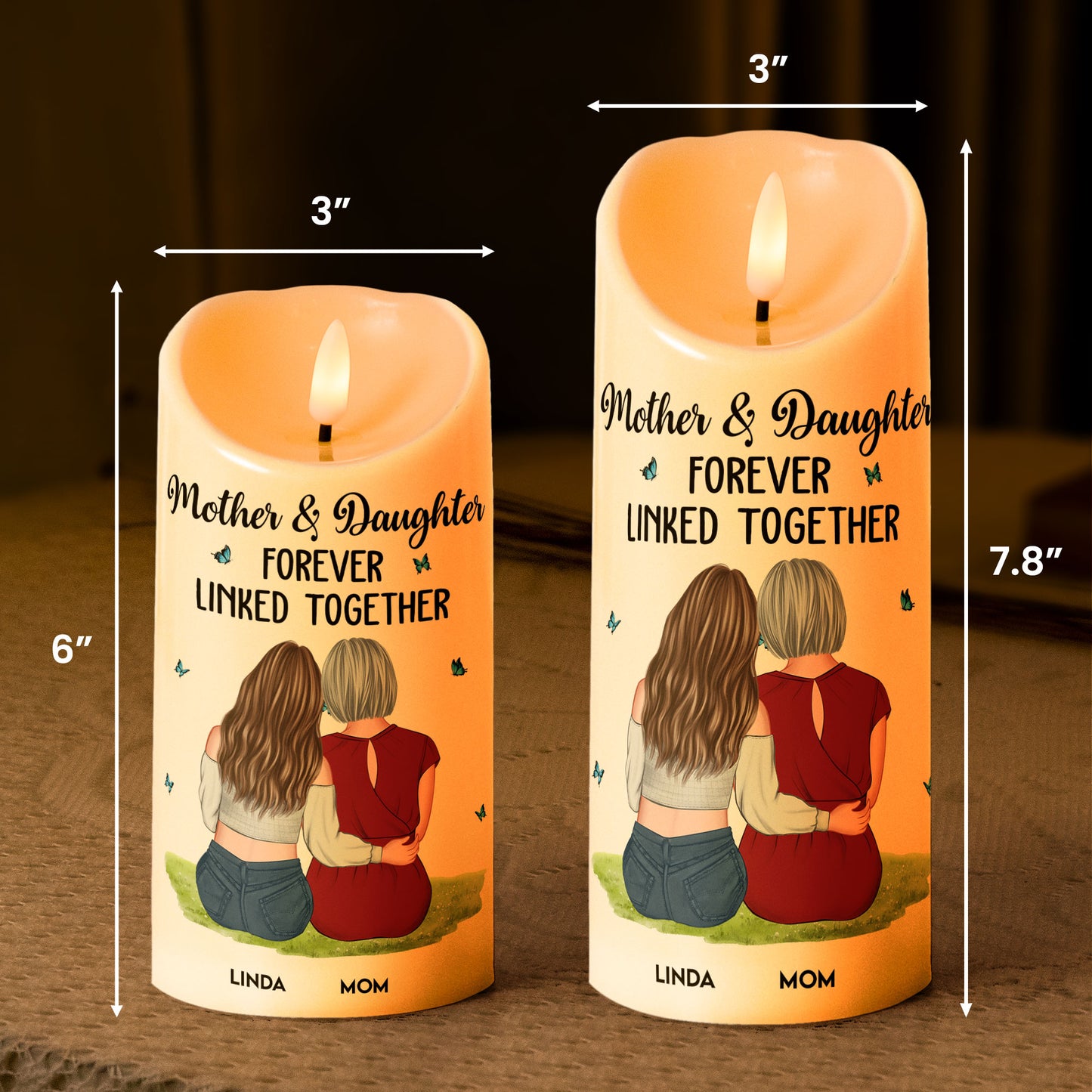 Mother & Daughter Forever Linked Together - Personalized LED Candle