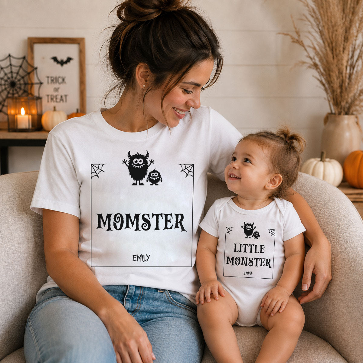 Mother-And-Daughter-Son-Matching-Outfits,-Baby-Halloween-Personalized-Shirt-7