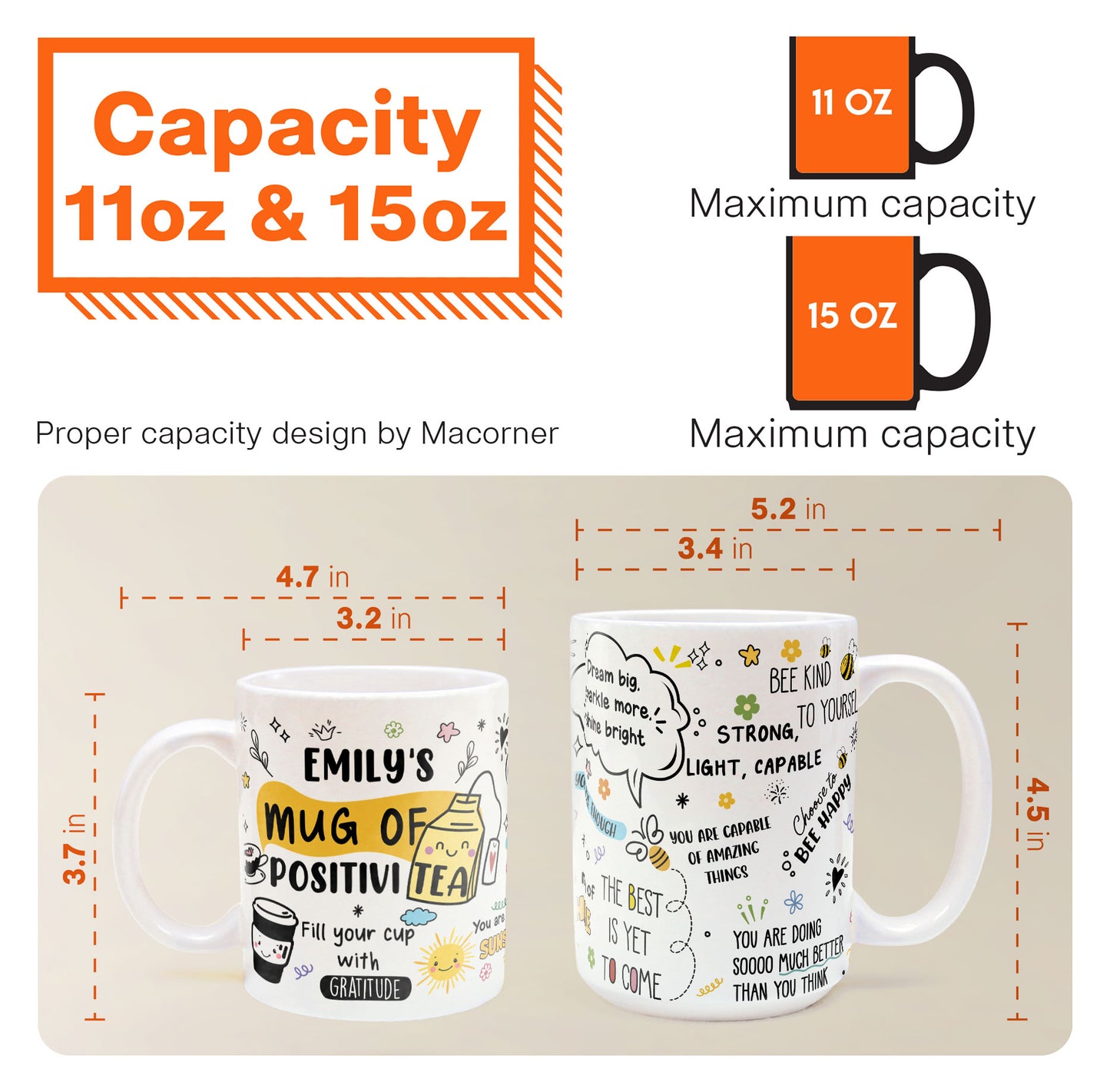 Motivational Mug - Mug Of Positivitea - Gifts For Friend, Daughter, Mom, Sister - Personalized Mug