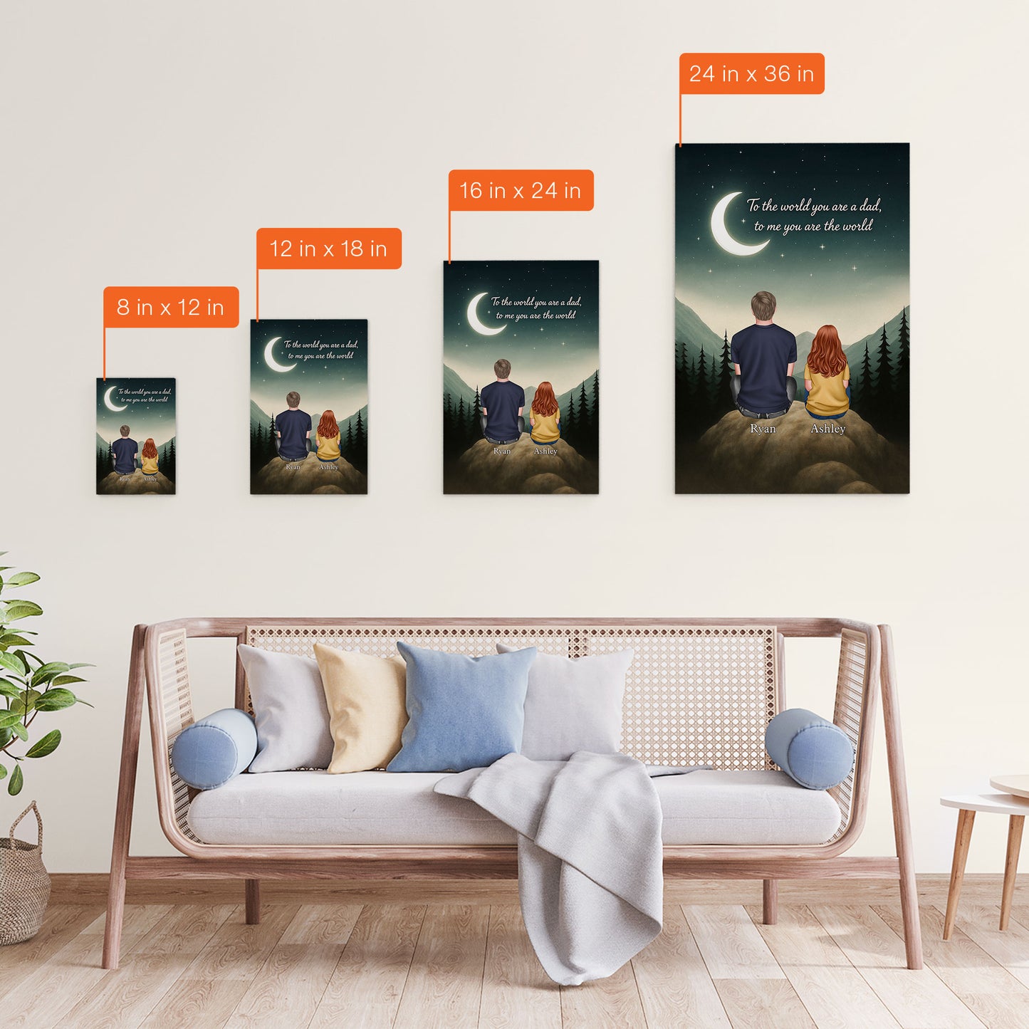 Mountain Art To The World You Are A Dad, To Me You Are The World - Personalized Poster/Canvas