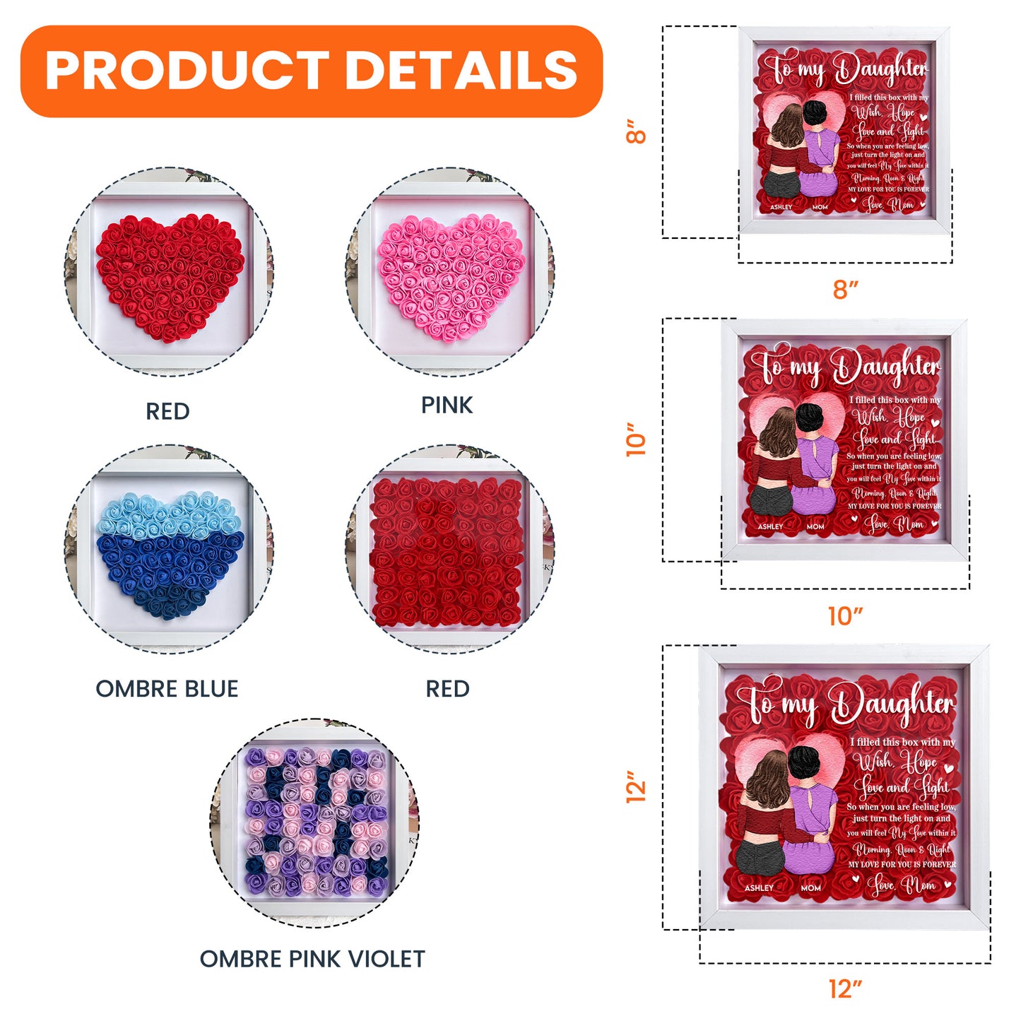 My Love For You Is Forever - Personalized Flower Shadow Box With LED Light