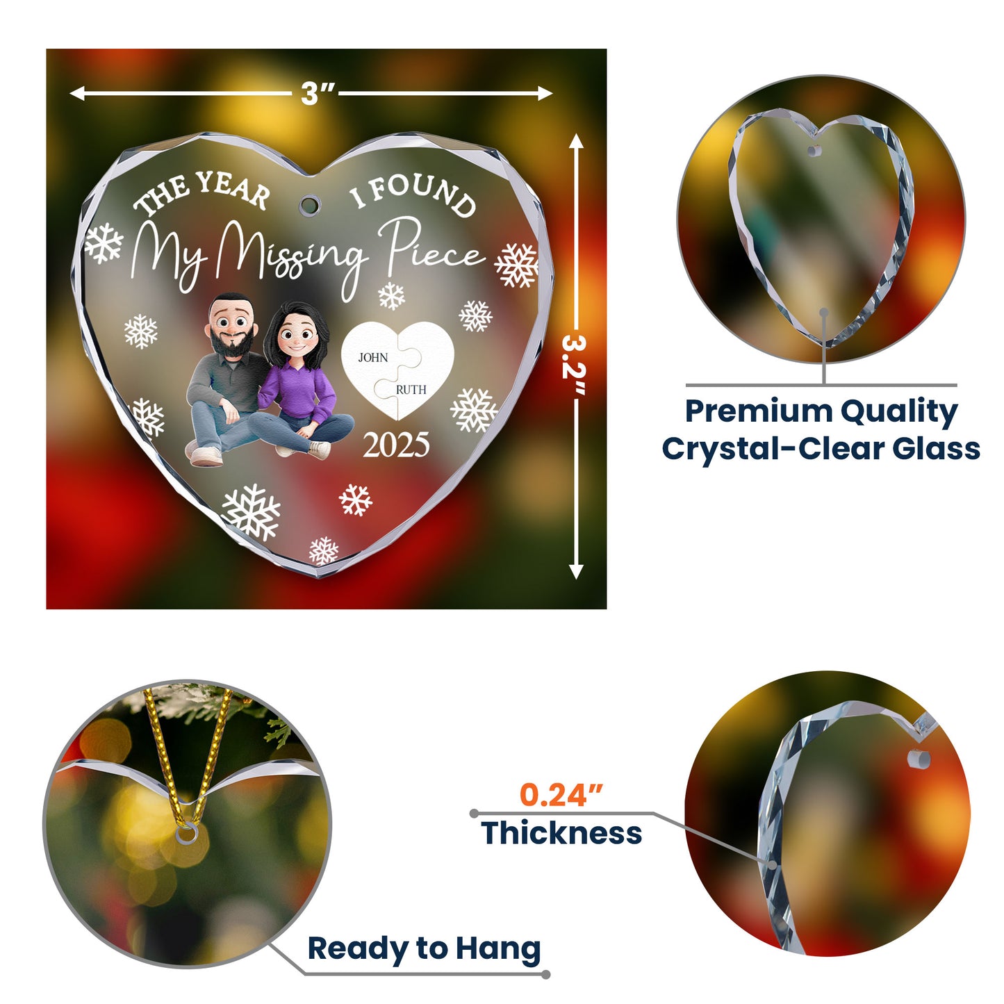 My Missing Piece - Personalized Glass Ornament