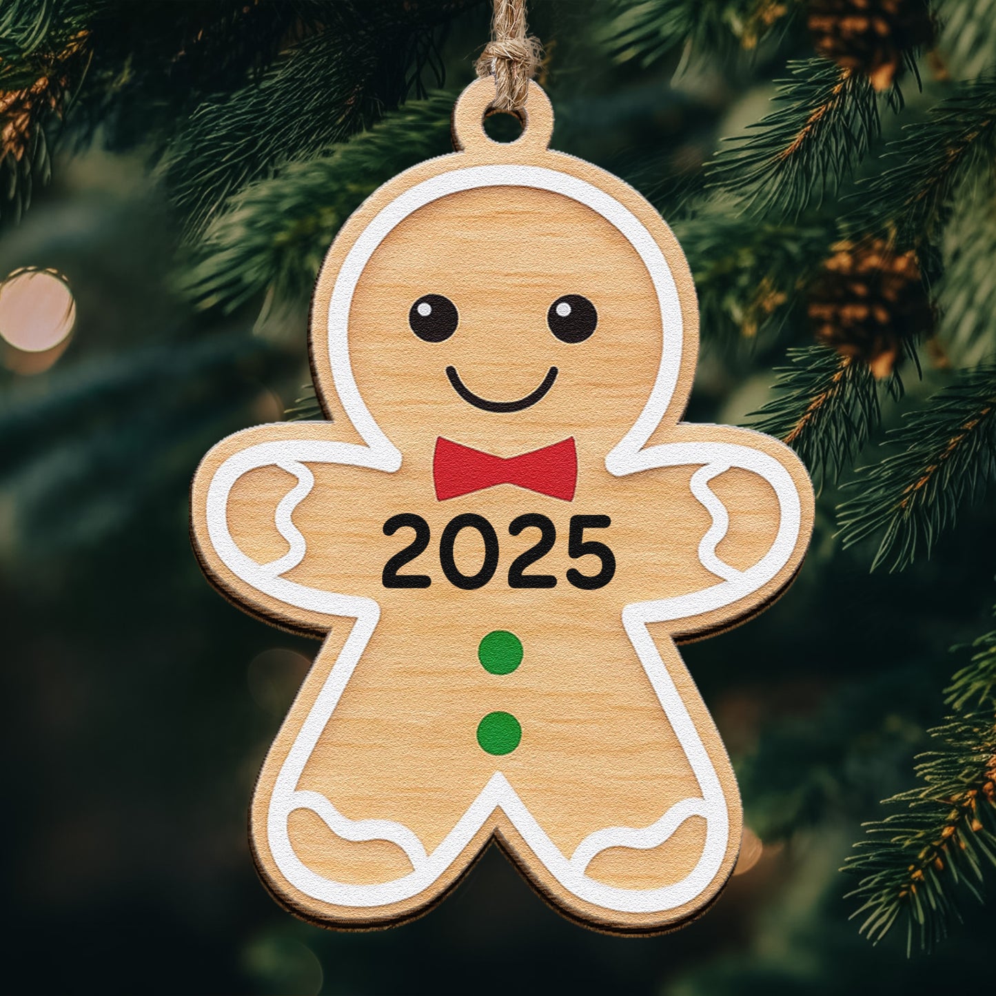 Gingerbread Christmas Cookie - Wooden Ornament