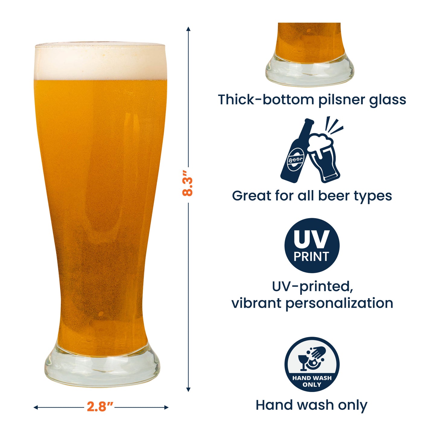 Never Too Far To Grab A Drink Together - Personalized Pilsner Glass