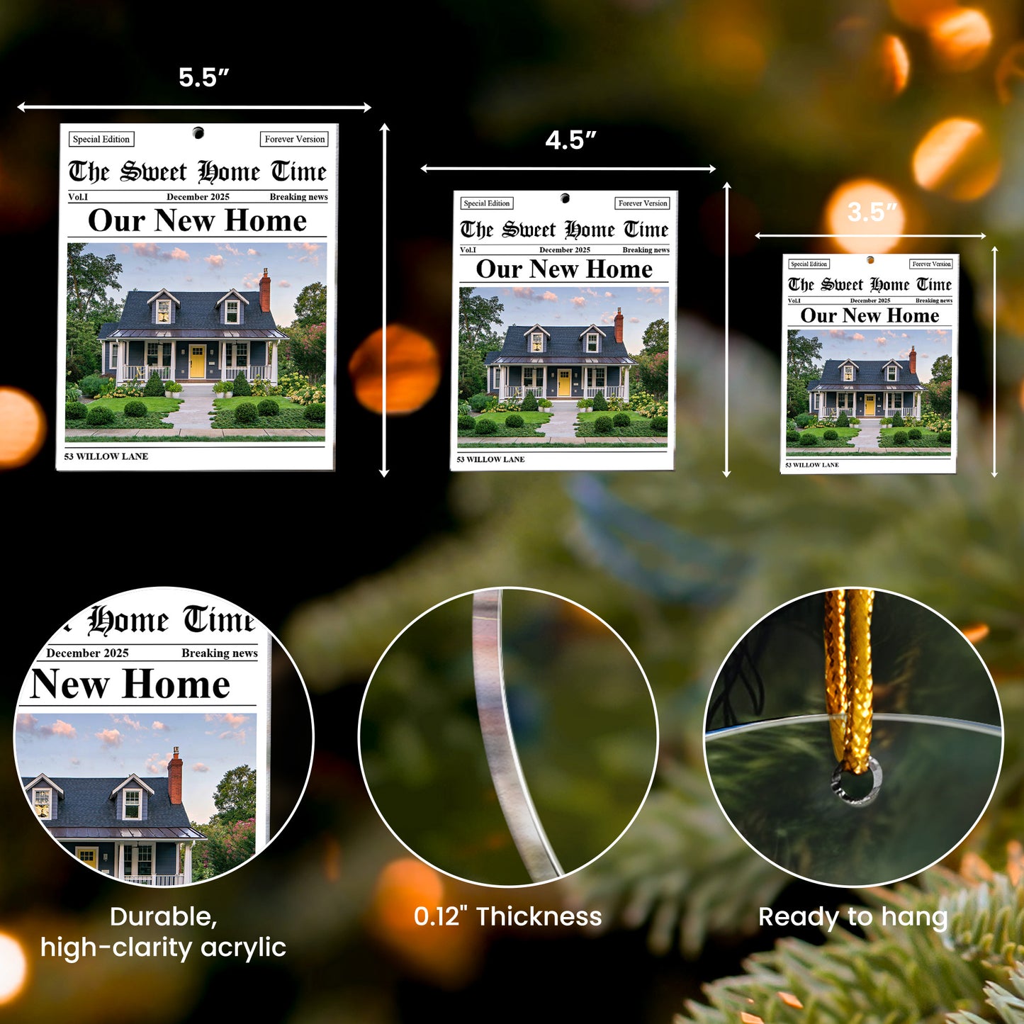 New Home Housewarming Gift For Couples News - Personalized Acrylic Photo Ornament