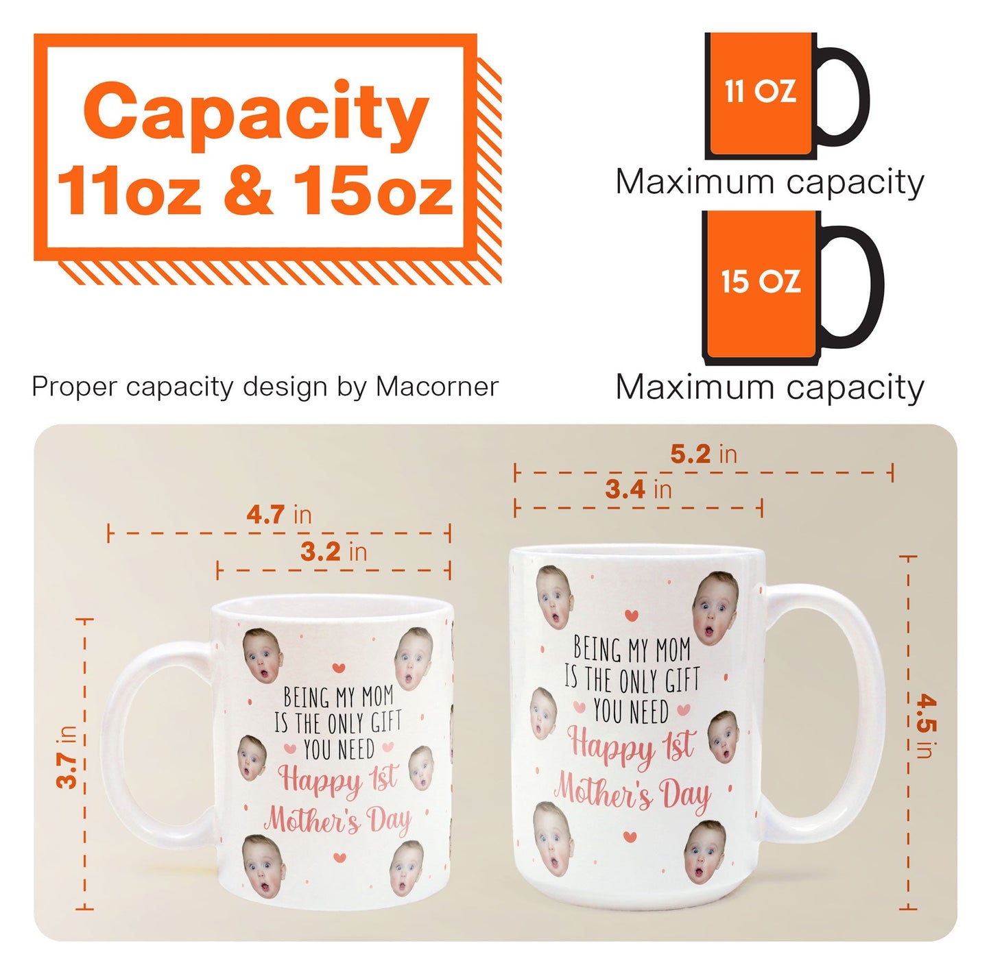 New Mom First Mother's Day Being My Mom Is The Only Gift - Personalized Photo Mug