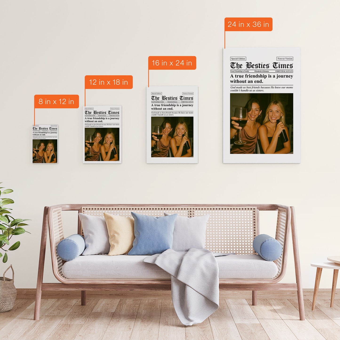 Newspaper The BFF Times - Upload Best Friend, Bestie Photo - Personalized Photo Poster/Canvas - Christmas Gift For Friend