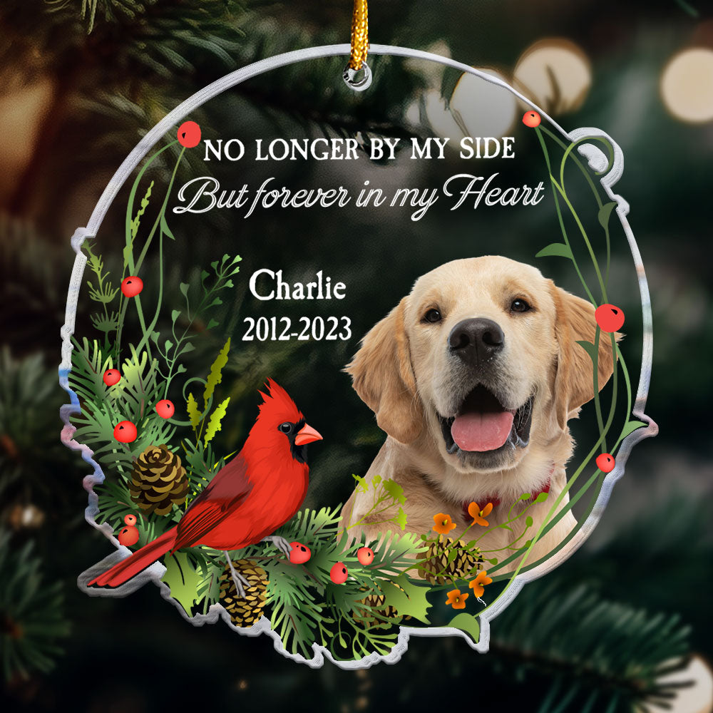 No Longer By My Side But Forever In My Heart - Personalized Acrylic Photo Ornament