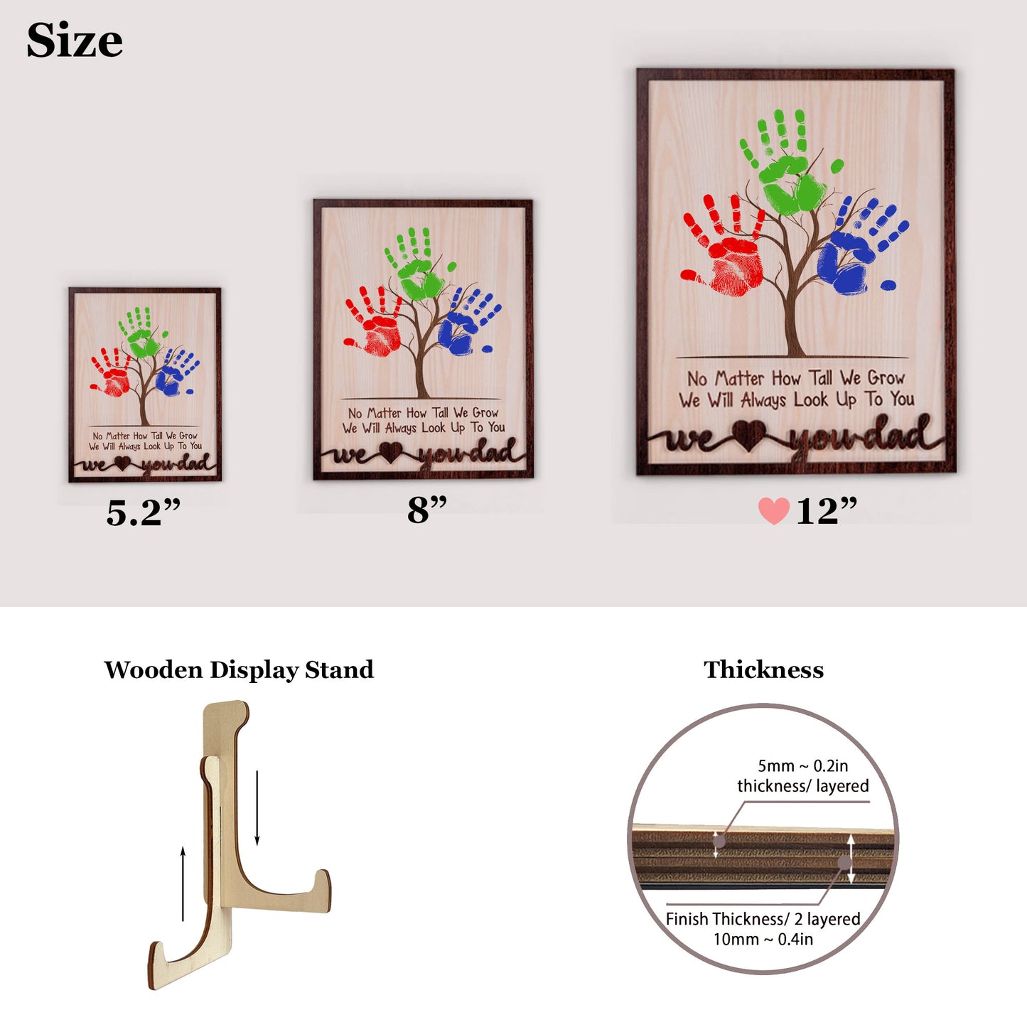 No Matter How Tall We Grow - Personalized Wooden Plaque