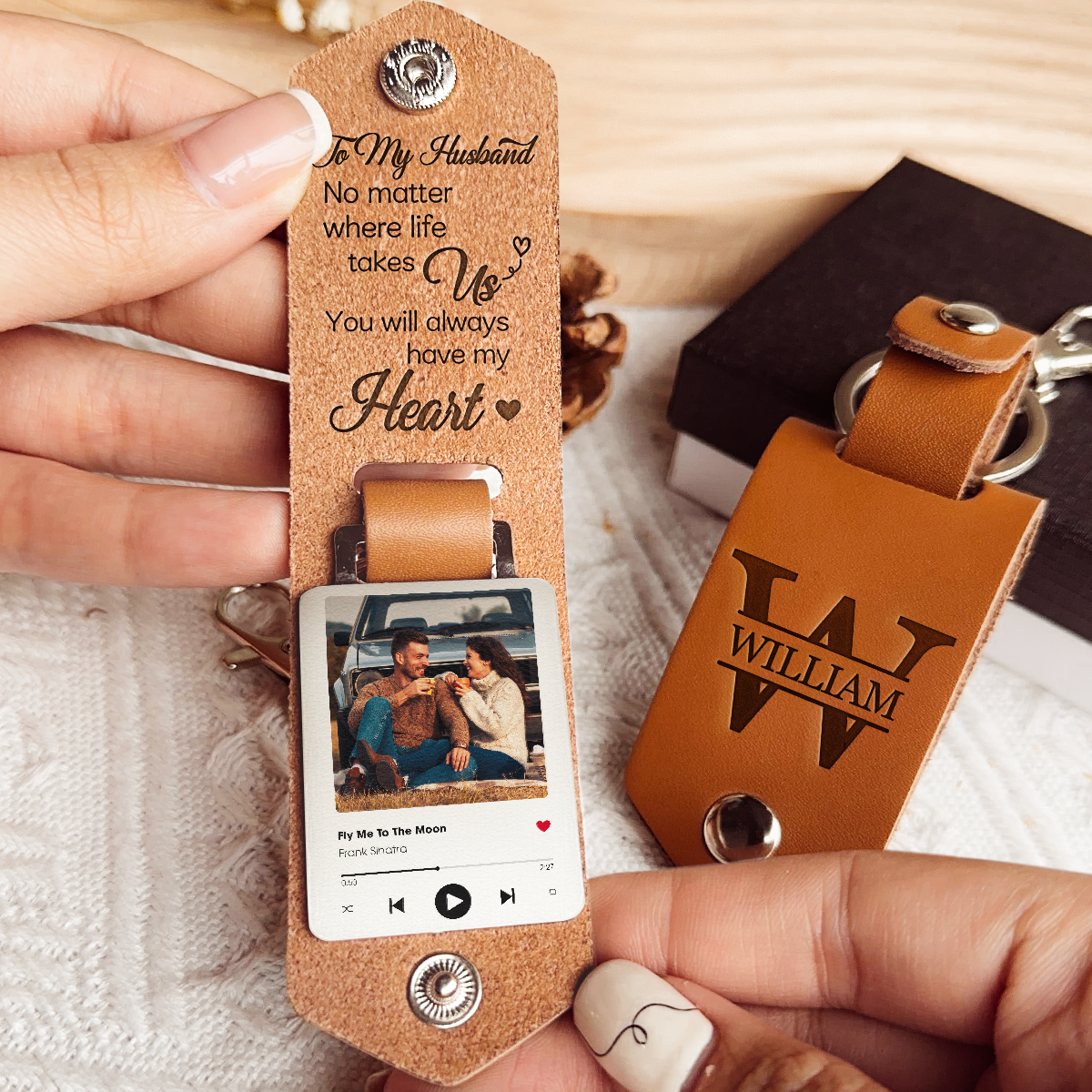 No Matter Where Life Takes Us Personalized Leather Photo