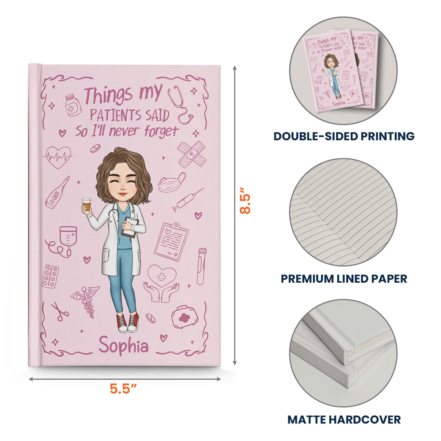 Nurse Gift Things My Patients Said I'll Never Forget - Personalized Hardcover Journal