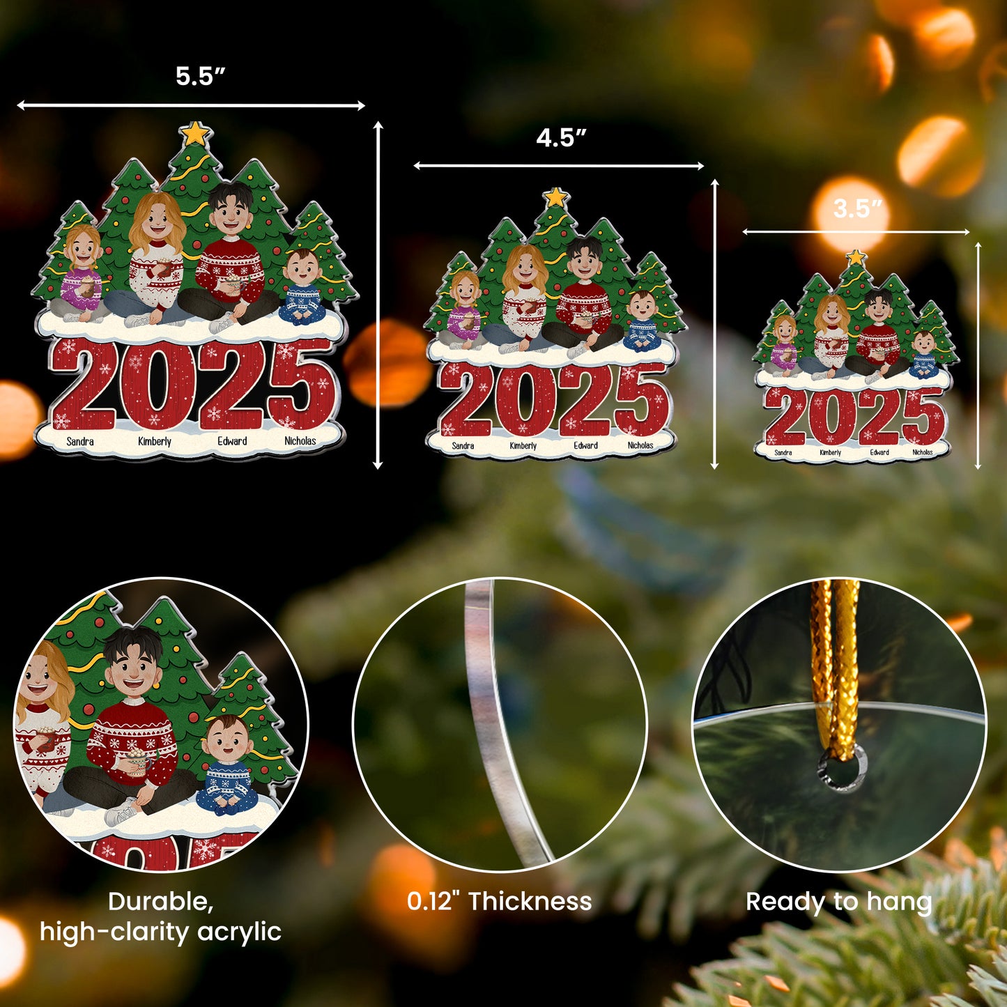 Our Family Christmas 2025 - Personalized Acrylic Ornament