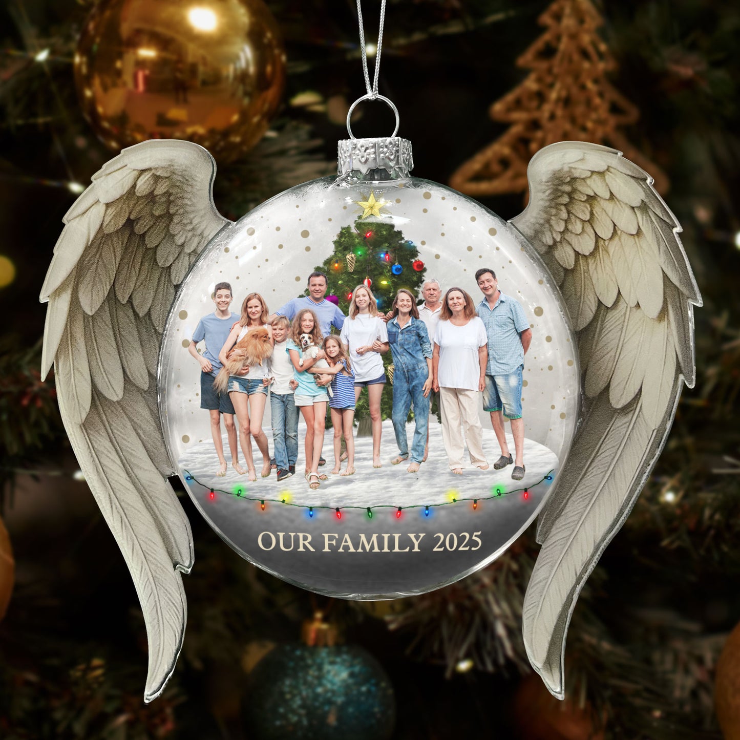 Our Family Photo Christmas Ornament - Personalized Glass Photo Ornament