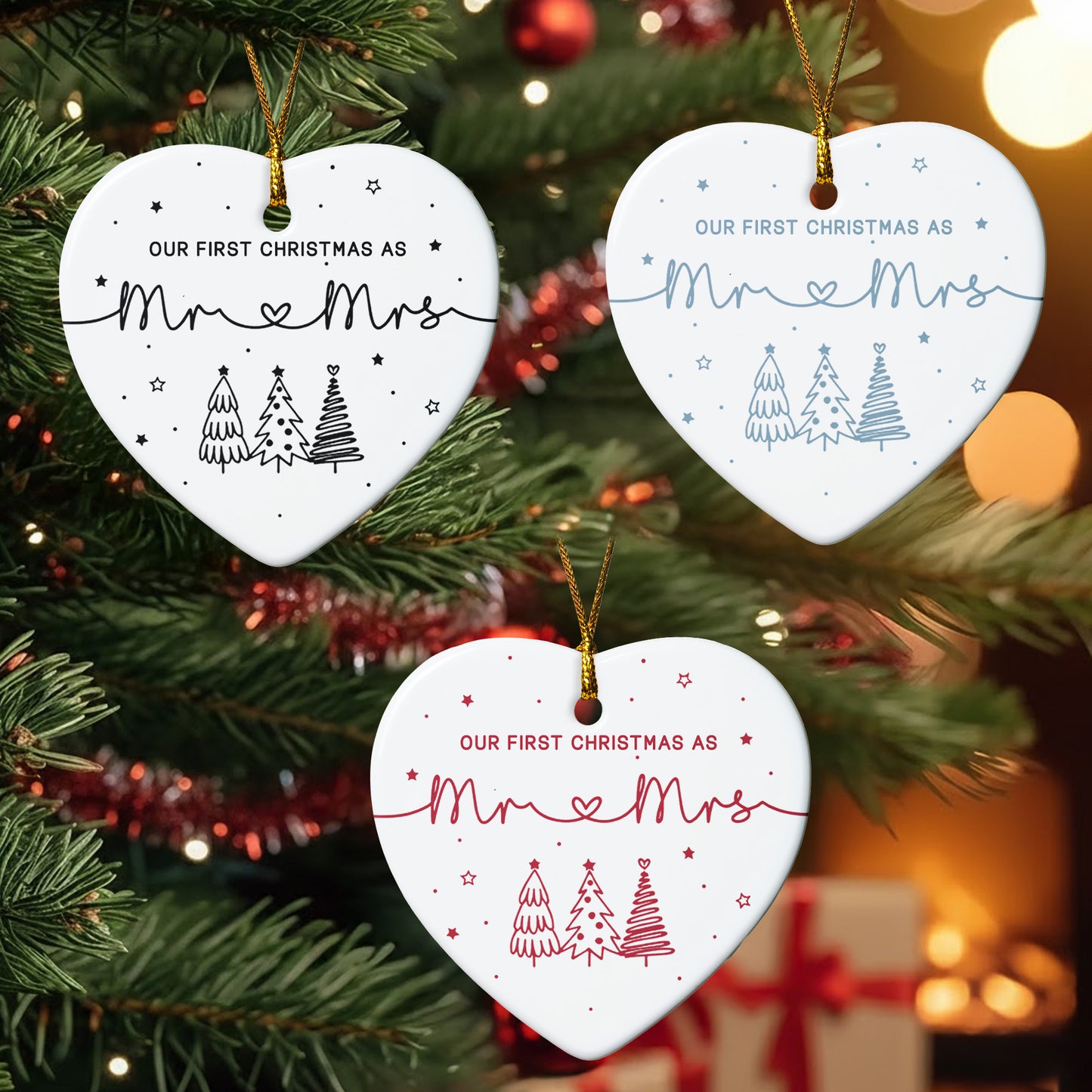 Always & Forever In Our Hearts Memorial - 2D Sea Glass Effect Christmas Ornament Version 1