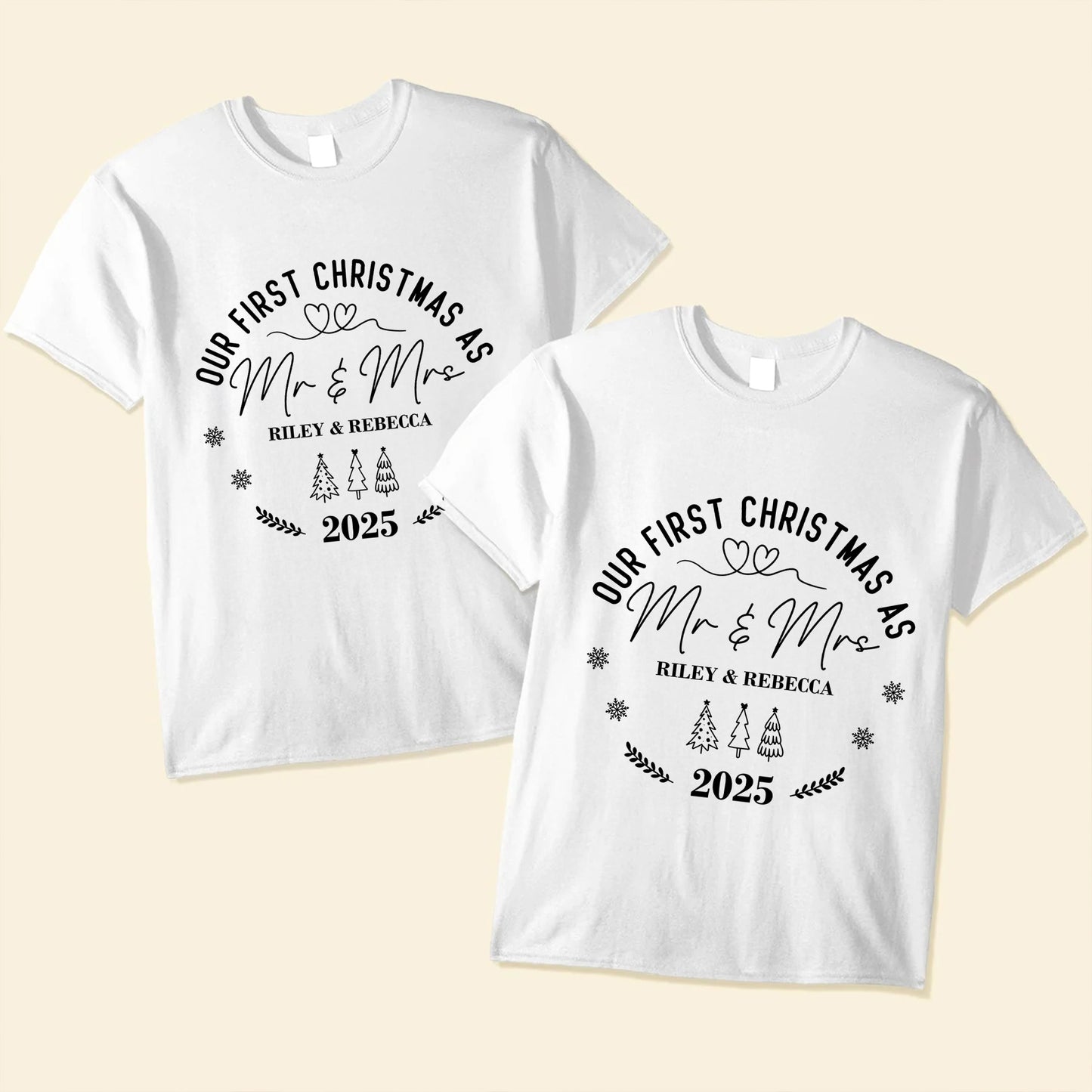 Our First Christmas As Mr & Mrs Couple Shirts - Personalized Shirt