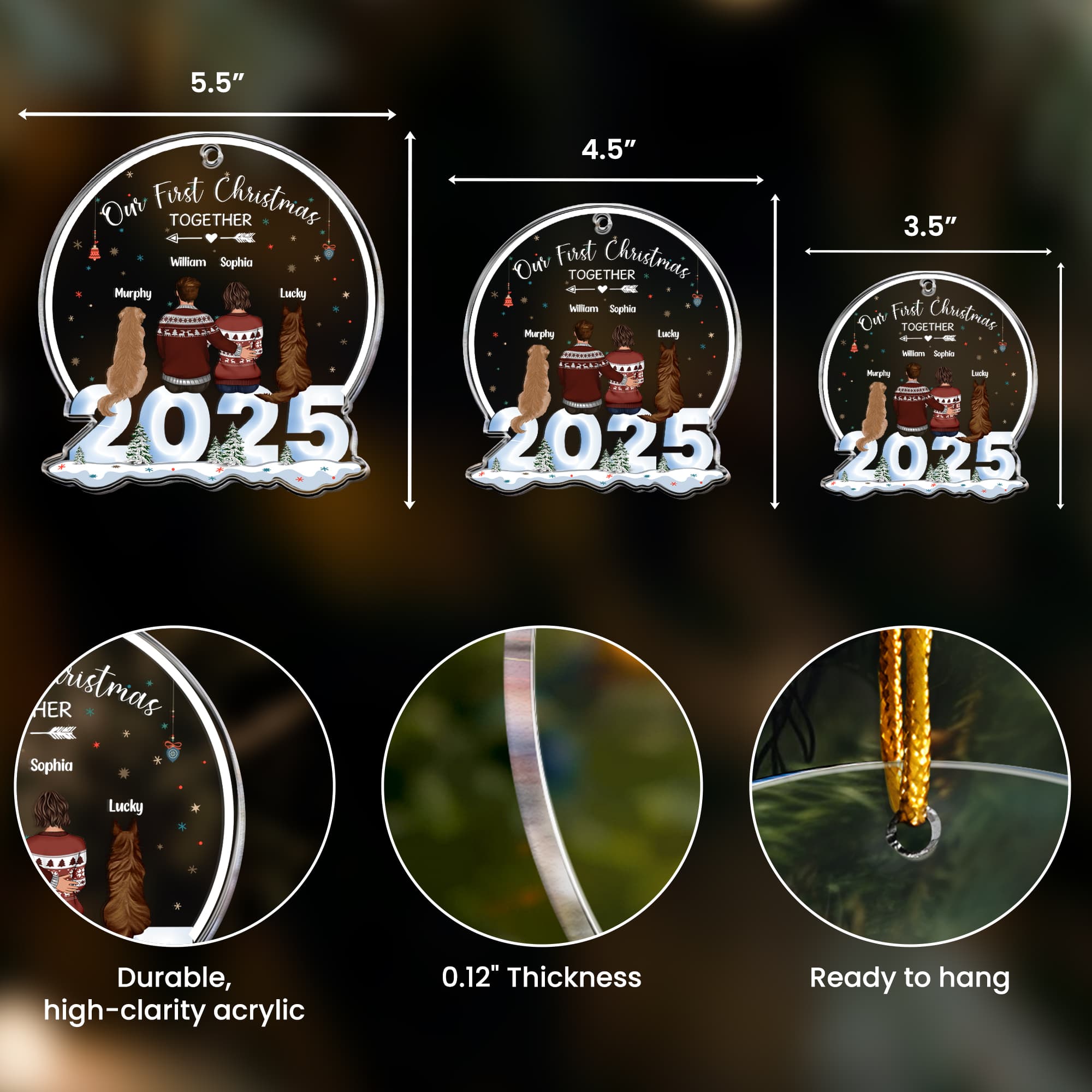 Our First Christmas Together With Dogs - Personalized Acrylic Ornament