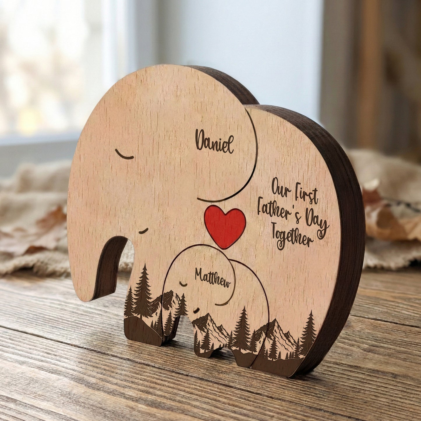 Our-1st-Father's-Day-Together-Elephant-Dad-&-Baby-Forest-Style-Personalized-Puzzle-7