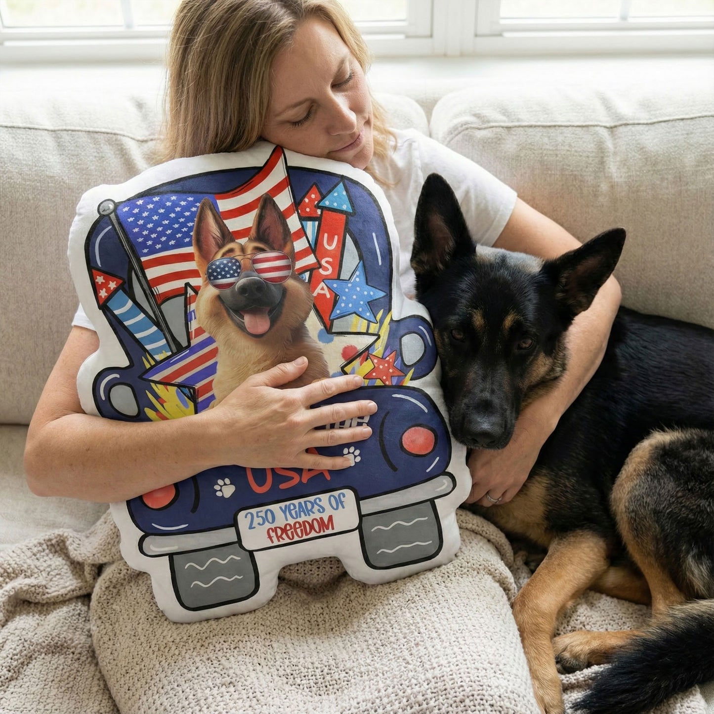 Pawty In The USA - Personalized Custom Shaped Pillow