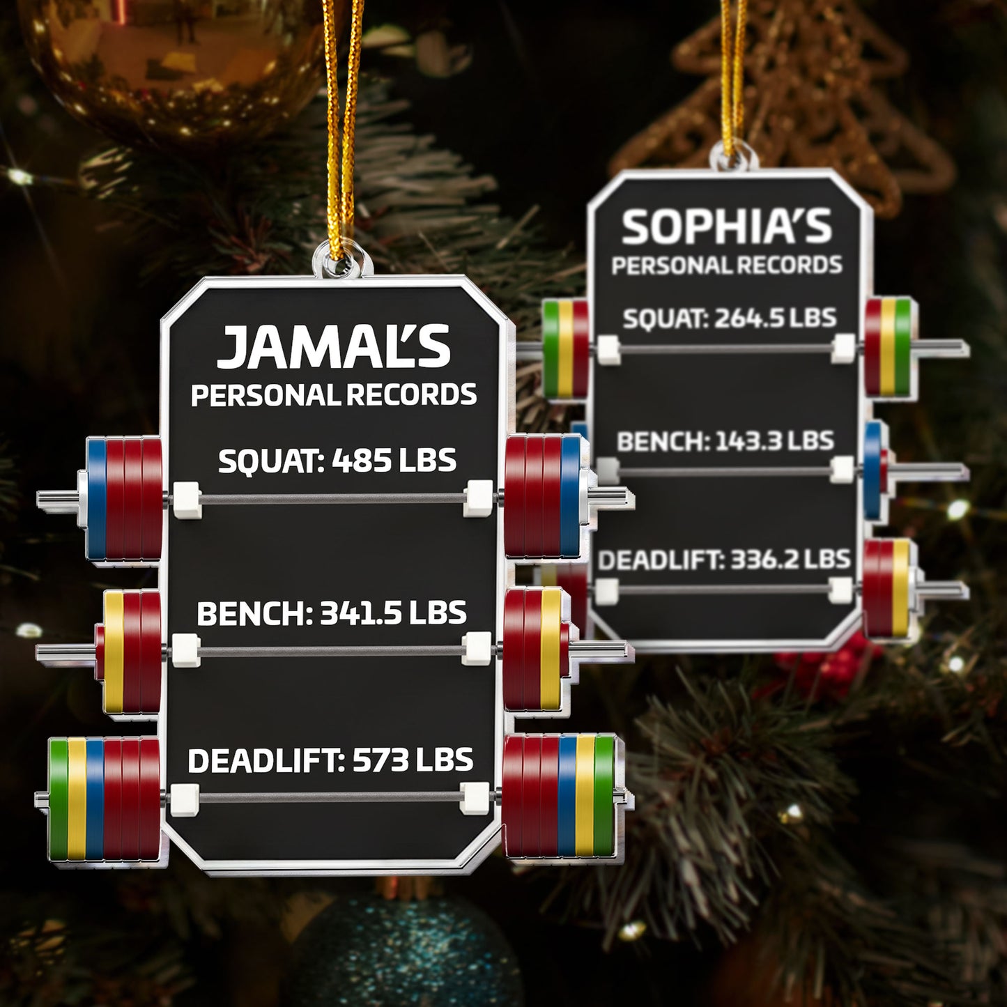 Personal Record Fitness Powerlifting - Personalized Acrylic Ornament