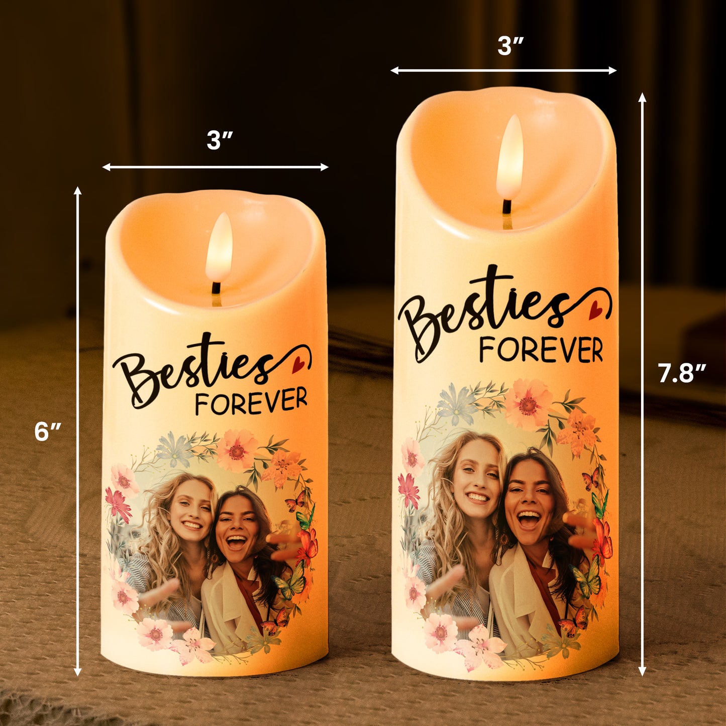 Photo Candle Friends Our Laughs Are Limitless - Personalized Photo LED Candle
