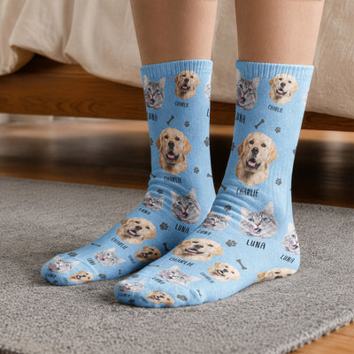 Lovely Upload Pet Image - Personalized Photo Crew Socks