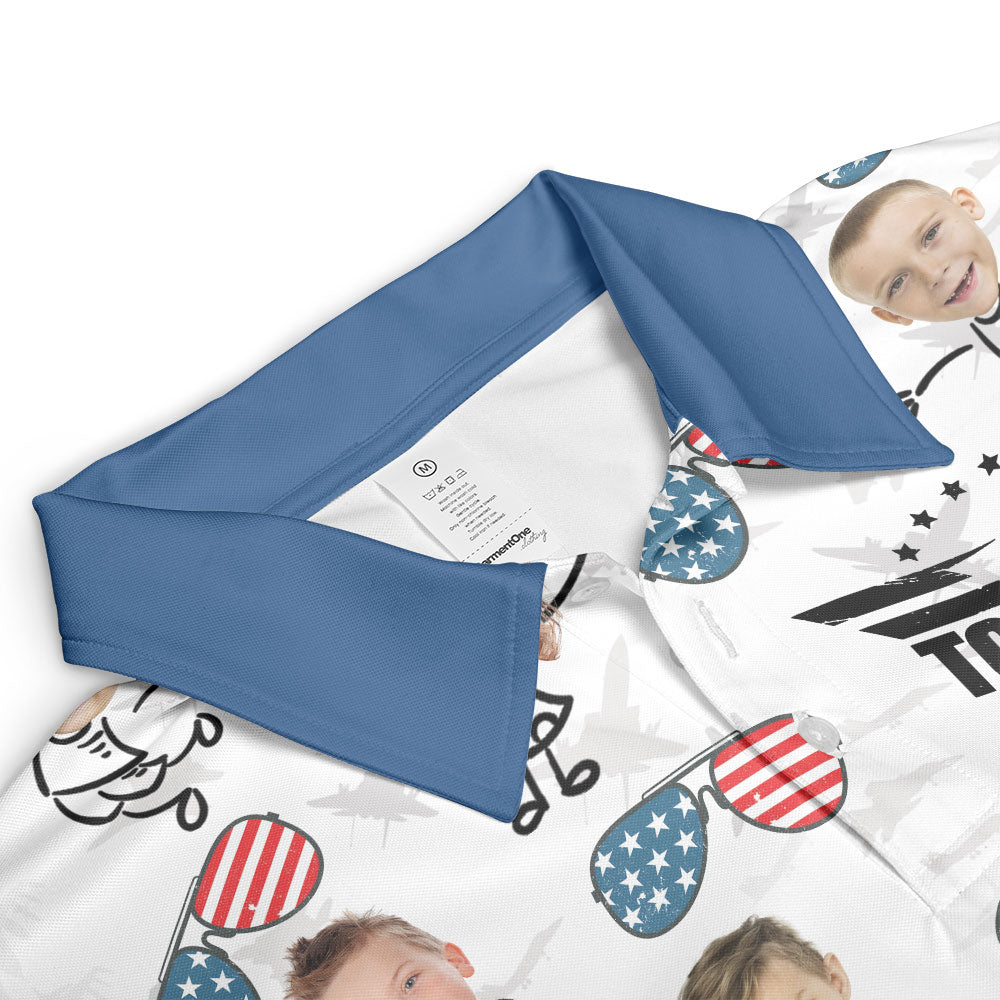 Proud Top Dad Custom Kids Name - Personalized Photo Polo Shirt