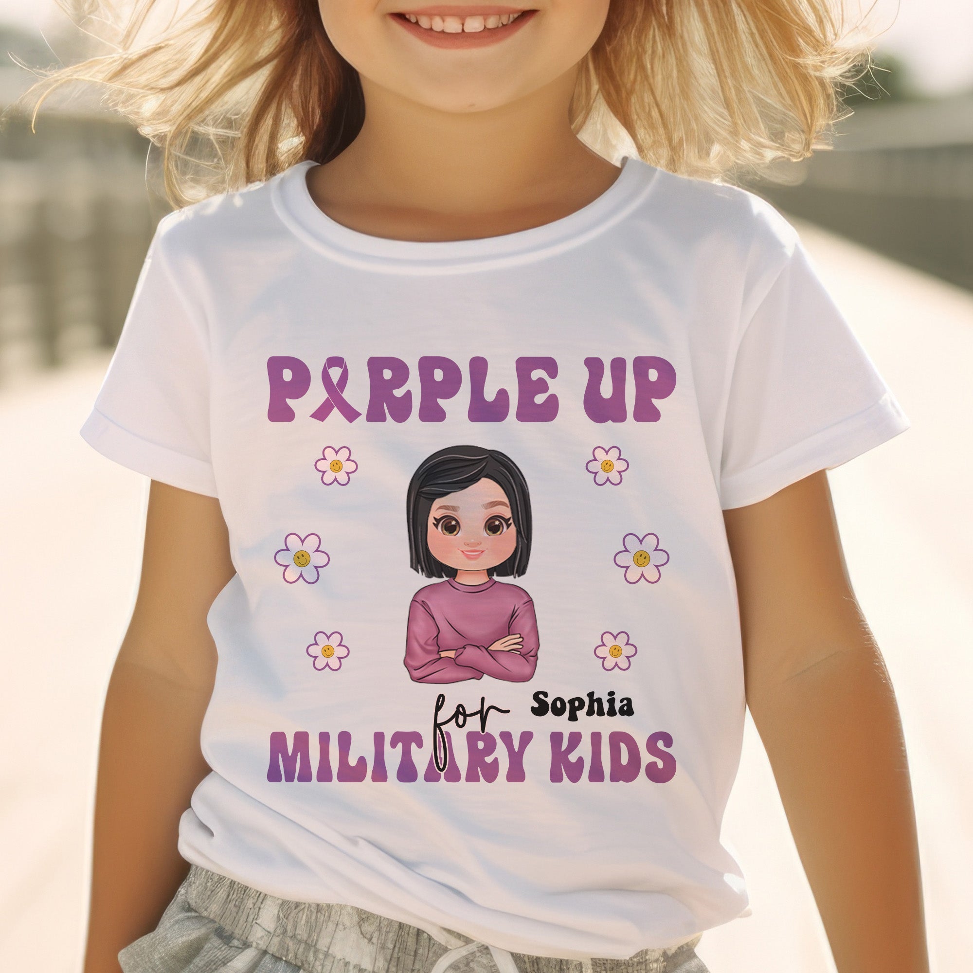 Purple Up For Military Kid Personalized Shirt Macorner