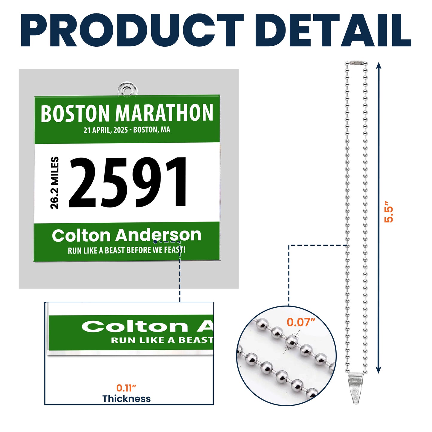 Race Bib For Runner - Personalized Rear View Mirror Accessory