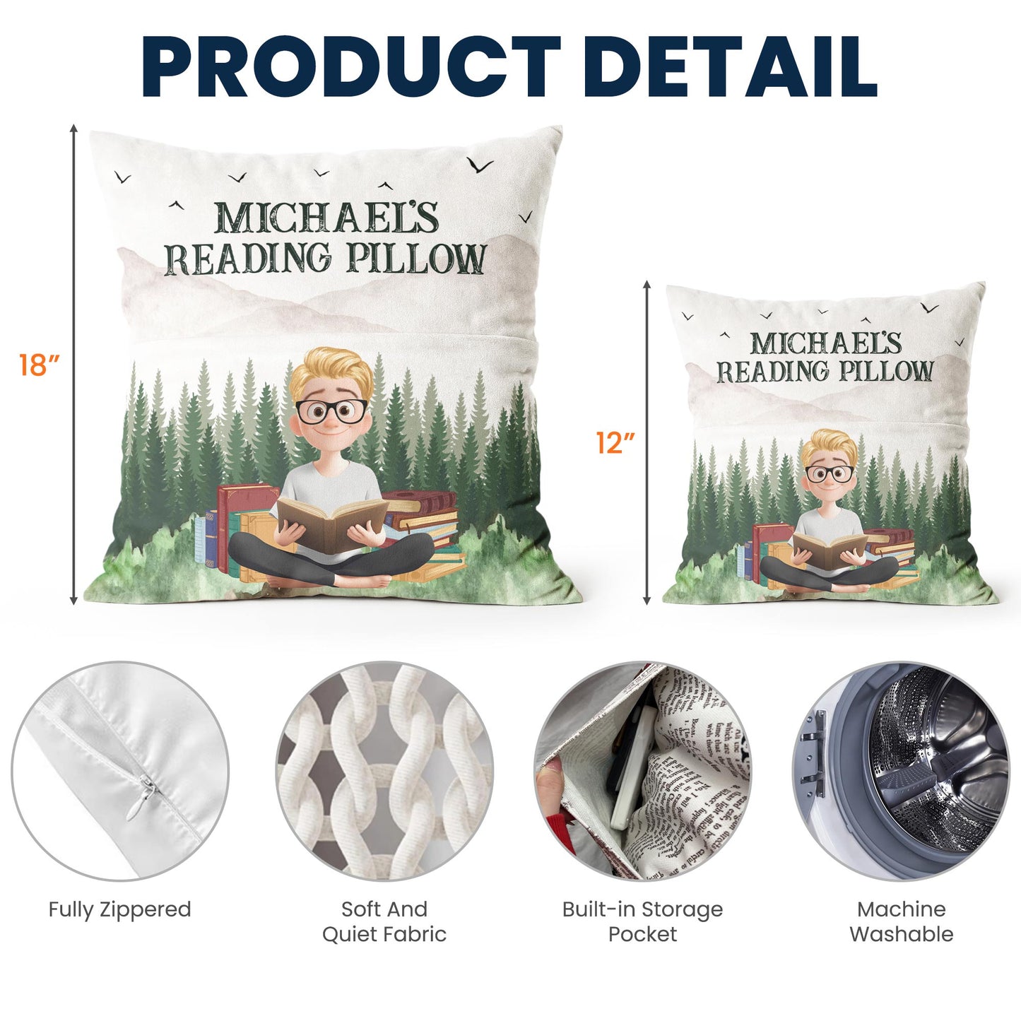 Reading Pillow For Him, Son - Personalized Pocket Pillow (Insert Included)