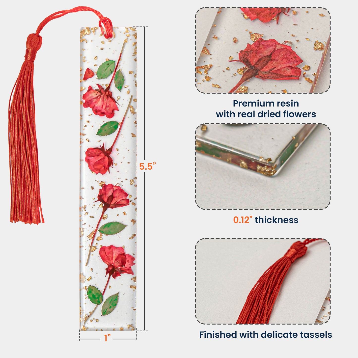 Real Flower, Floral Flower, Book Lover - Personalized Resin Bookmark