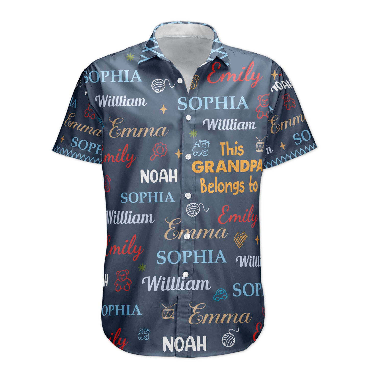 This Grandpa Belongs To Word Art - Personalized Hawaiian Shirt