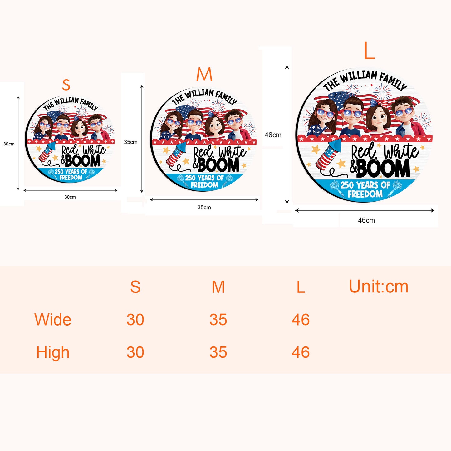 Red White & Boom - Personalized Wood Sign