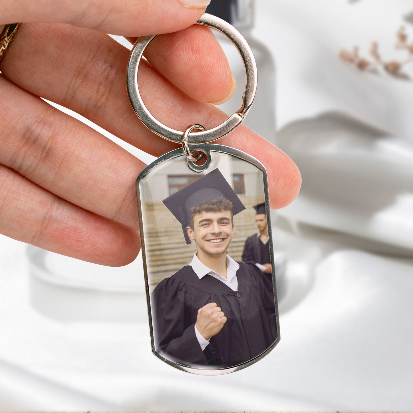 Remember How Far You Have Come - Personalized Stainless Steel Photo Keychain