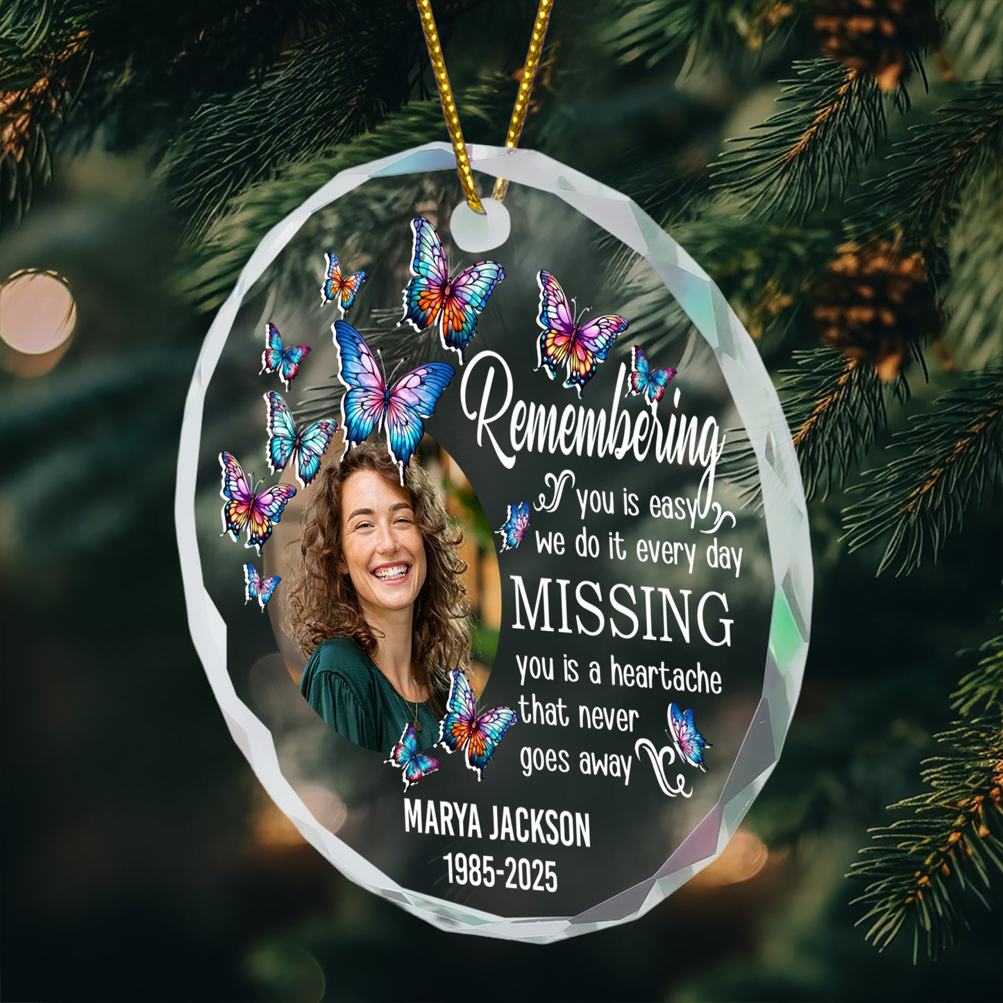 Remembering You - Personalized Glass Photo Ornament