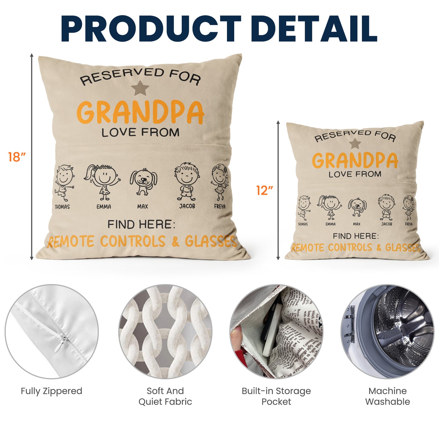 Reserved For Grandpa - Personalized Pocket Pillow (Insert Included)