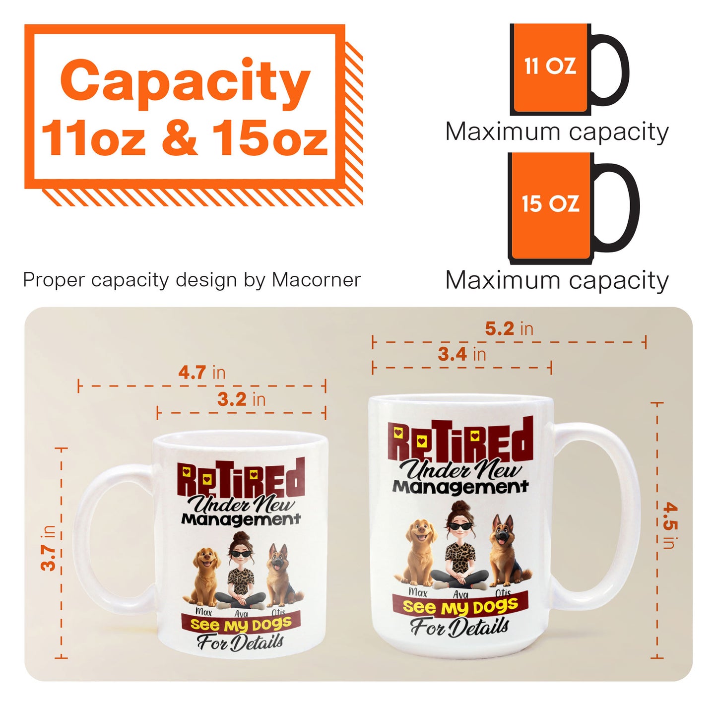 Retired Under New Management See My Dogs For Details - Personalized Mug