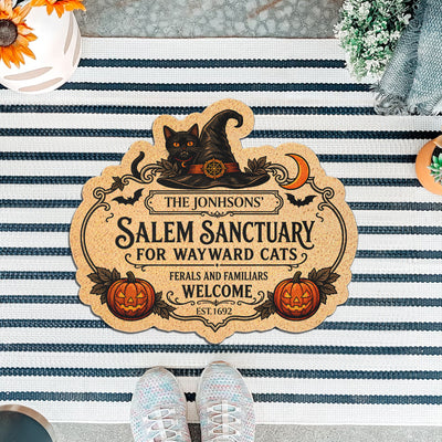 Salem Sanctuary For Wayward Cats Ferals And Familiars Welcome - Personalized Doormat